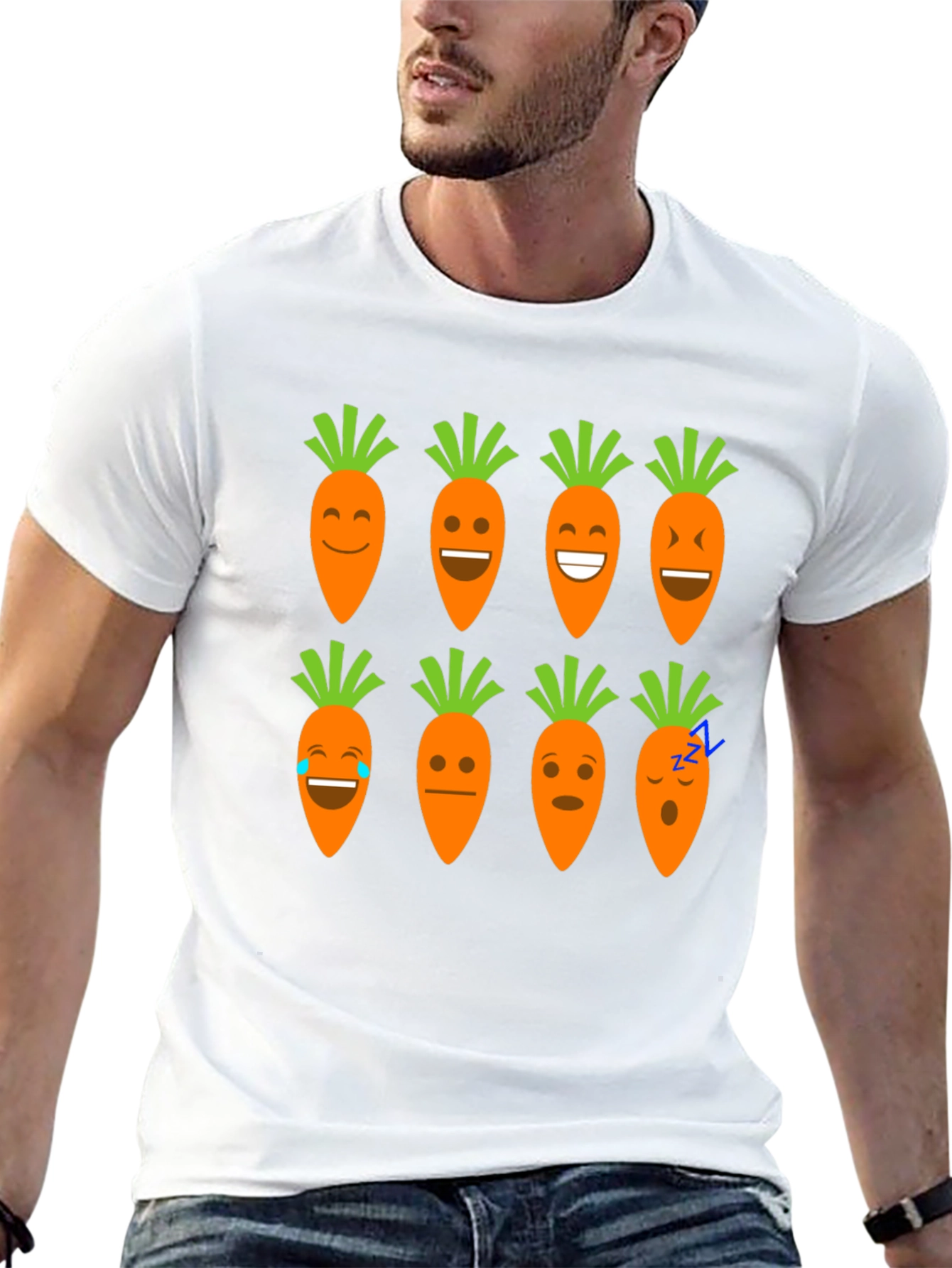 Funny Carrot Emoji Graphic Black T-Shirt
