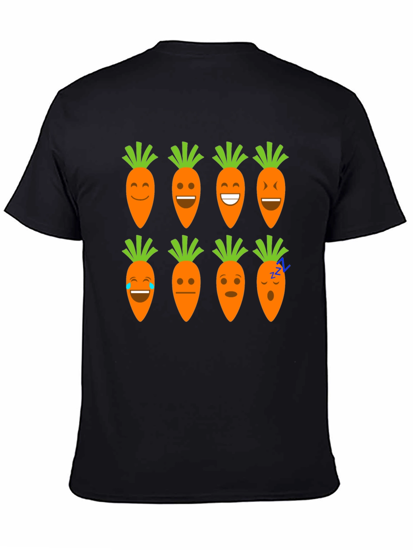 Funny Carrot Emoji Graphic Black T-Shirt