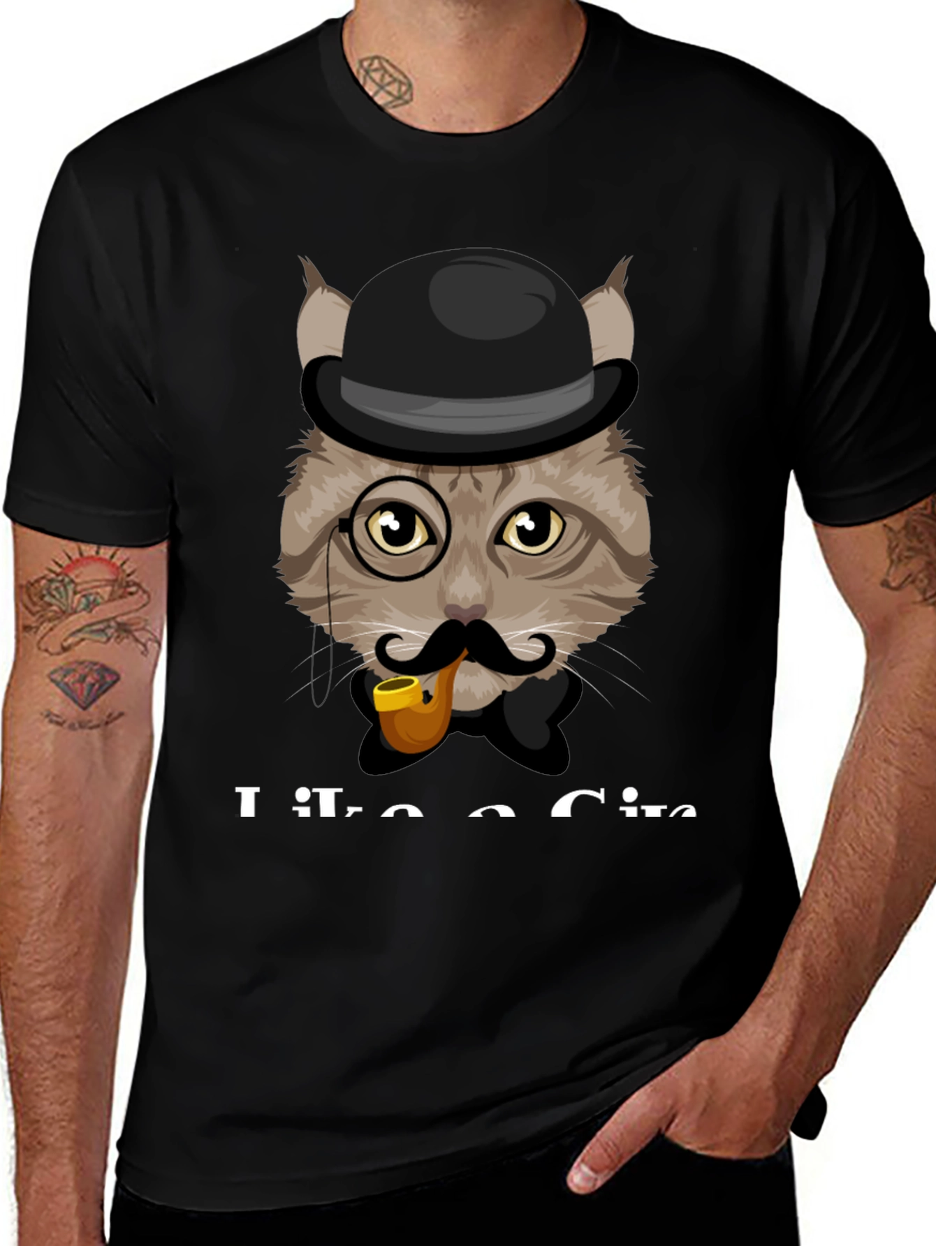 Cat Gentleman T-Shirt - Sophisticated Feline Design