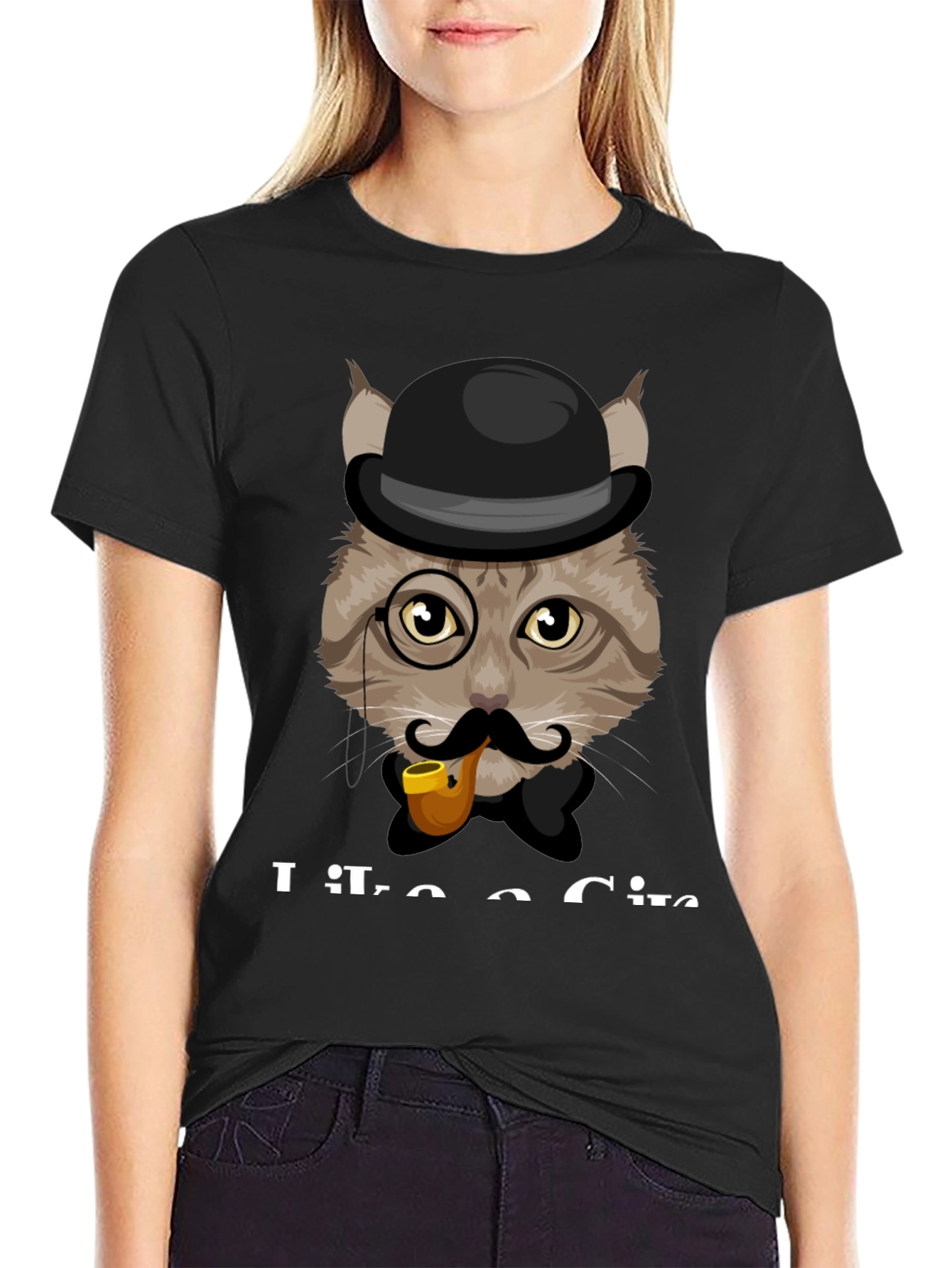 Cat Gentleman T-Shirt - Sophisticated Feline Design