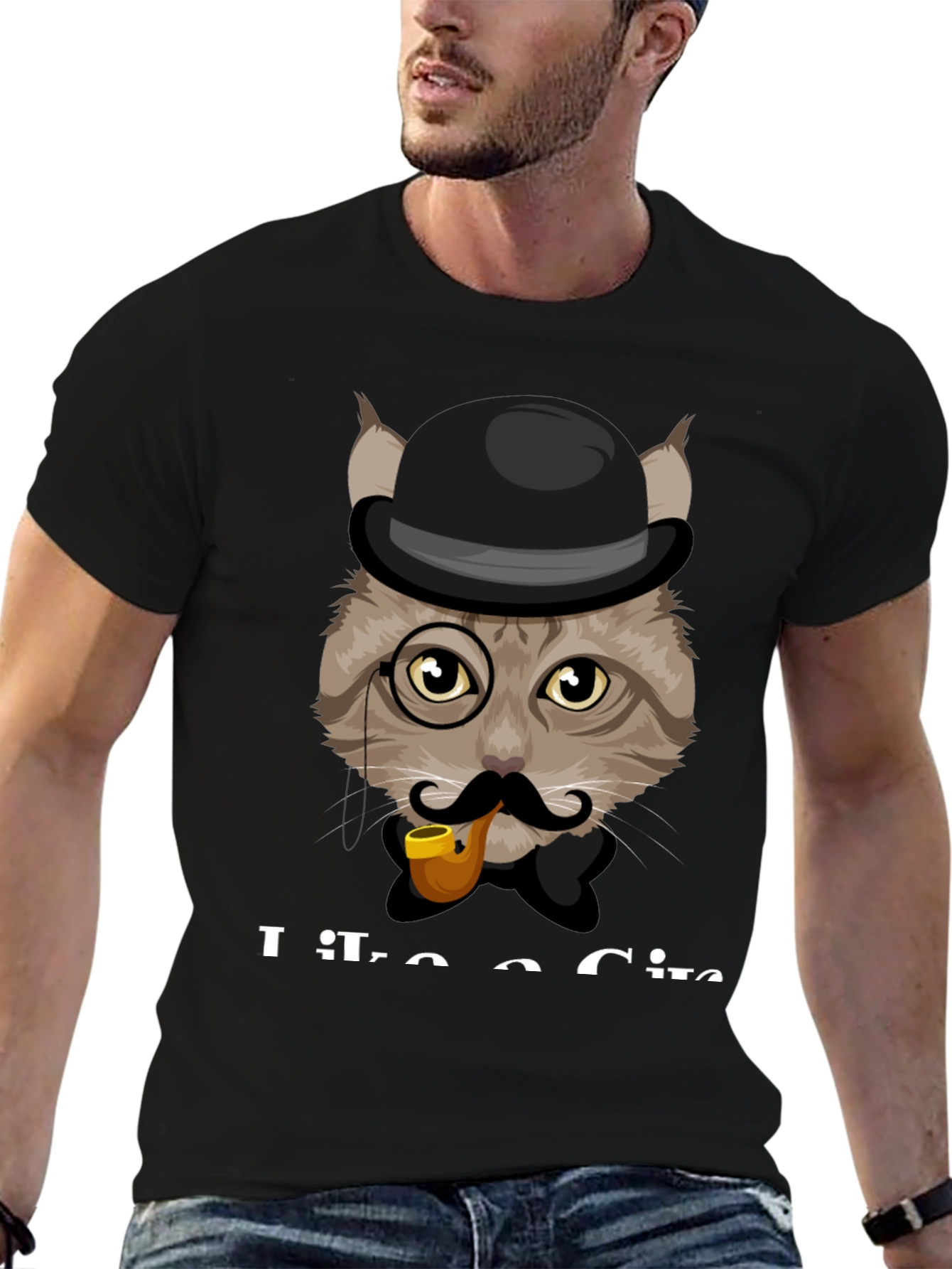 Cat Gentleman T-Shirt - Sophisticated Feline Design