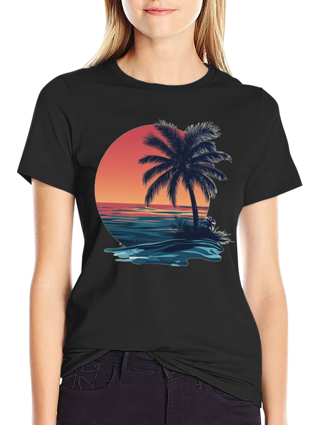 Sunset Palm Tree Graphic Tee - Island Vibes T-Shirt