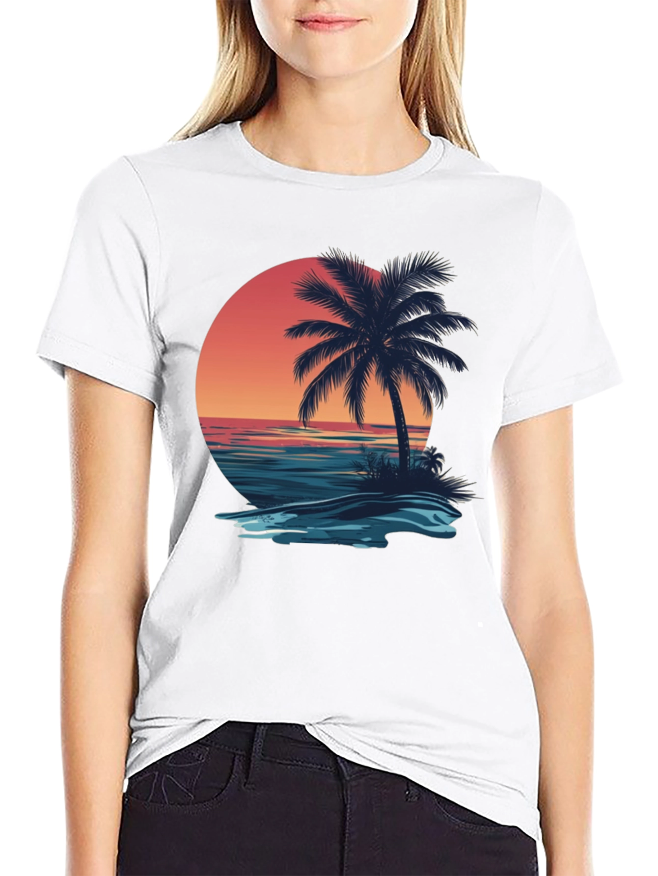 Sunset Palm Tree Graphic Tee - Island Vibes T-Shirt