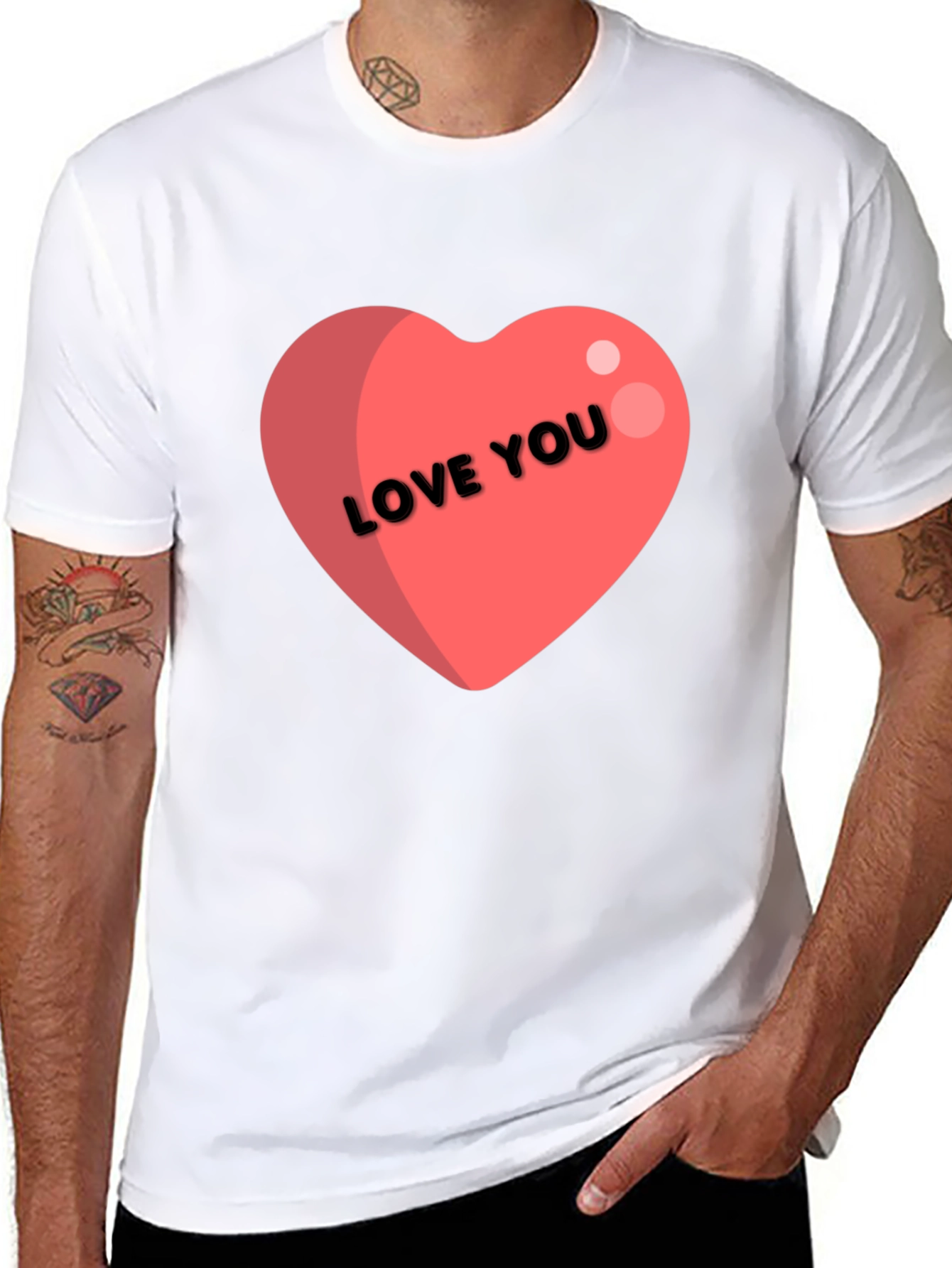 Love You Heart Graphic Tee - Black