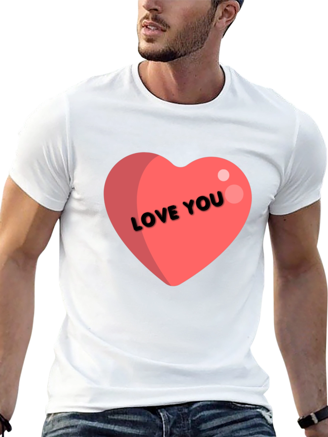 Love You Heart Graphic Tee - Black