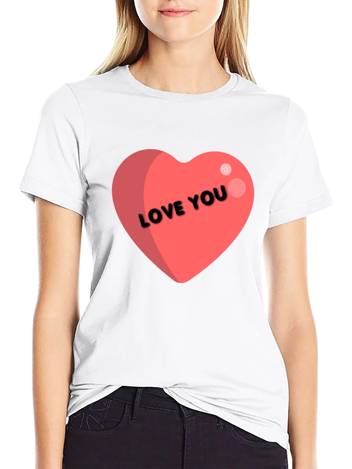 Love You Heart Graphic Tee - Black