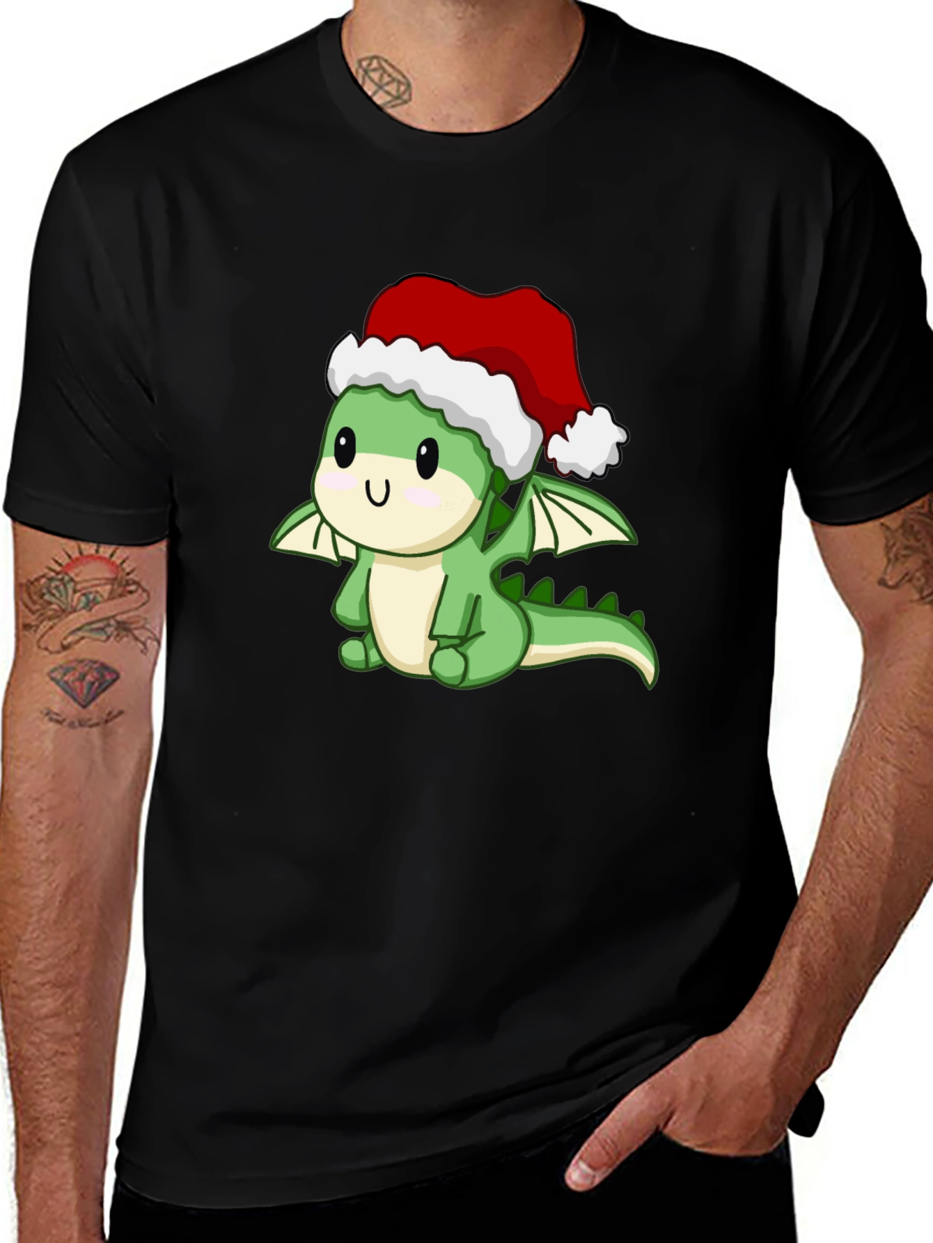 Festive Dragon Graphic Tee - Holiday Edition