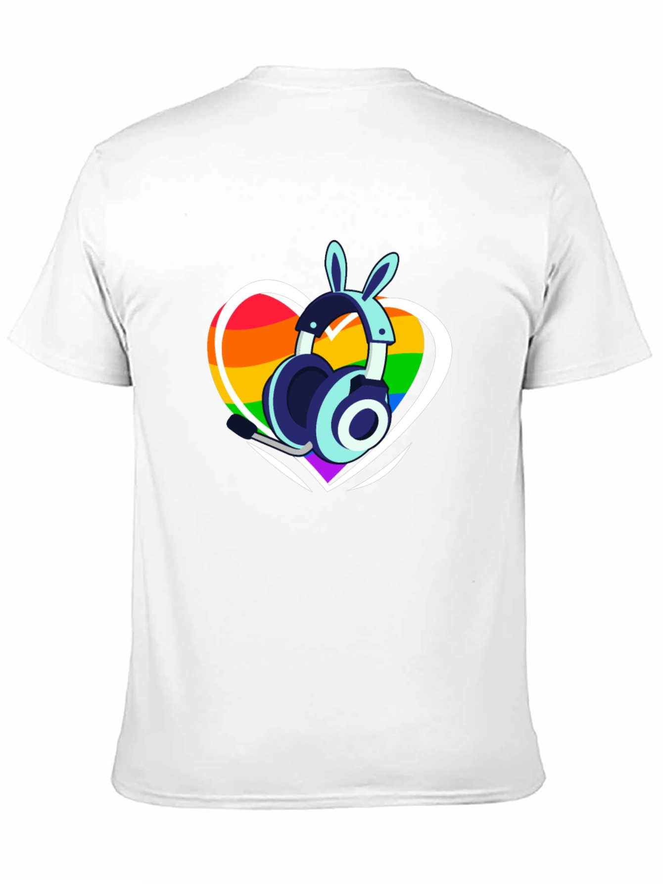 LGBTQ+ Heart Bunny Headphones T-Shirt