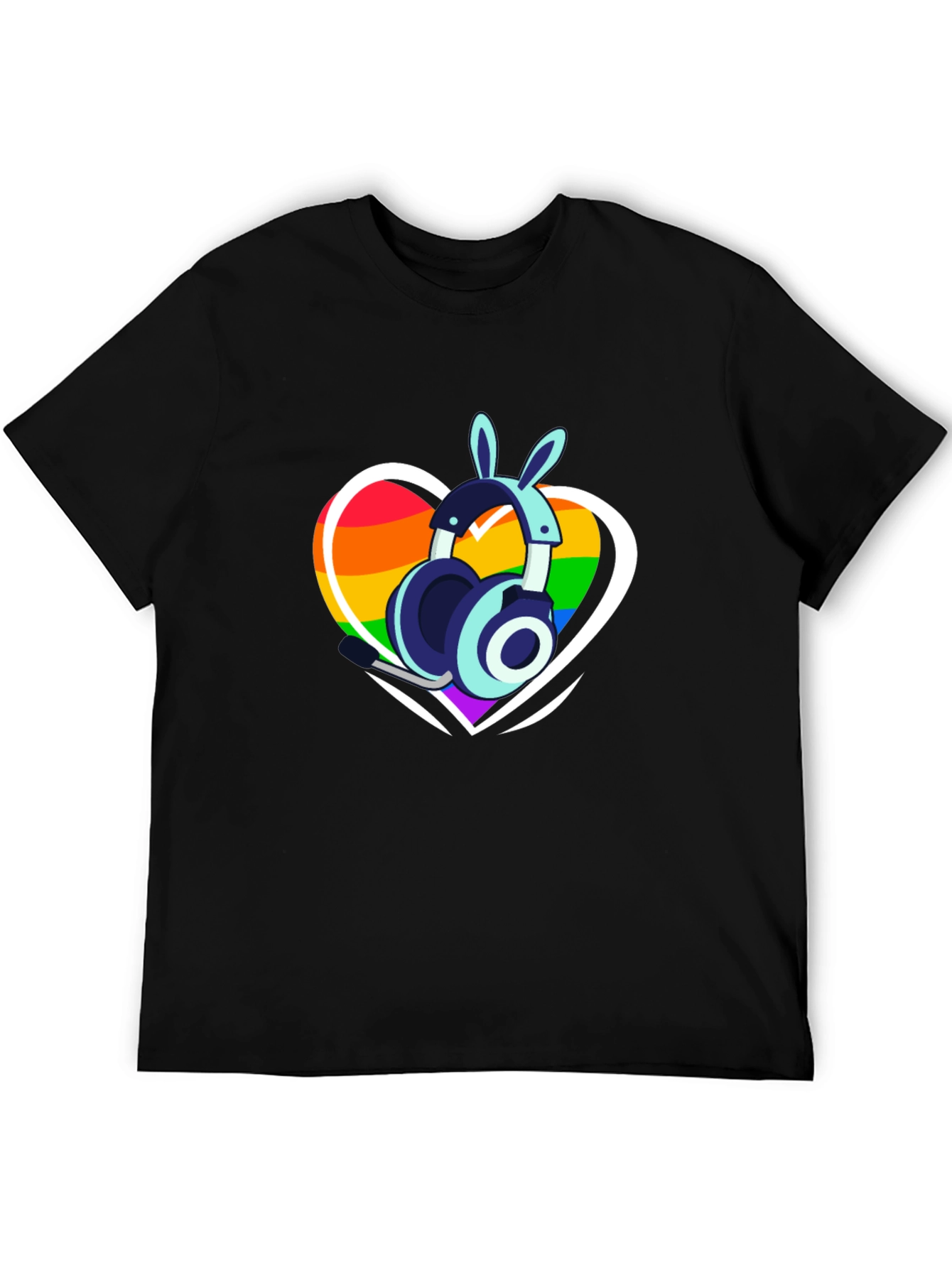 LGBTQ+ Heart Bunny Headphones T-Shirt