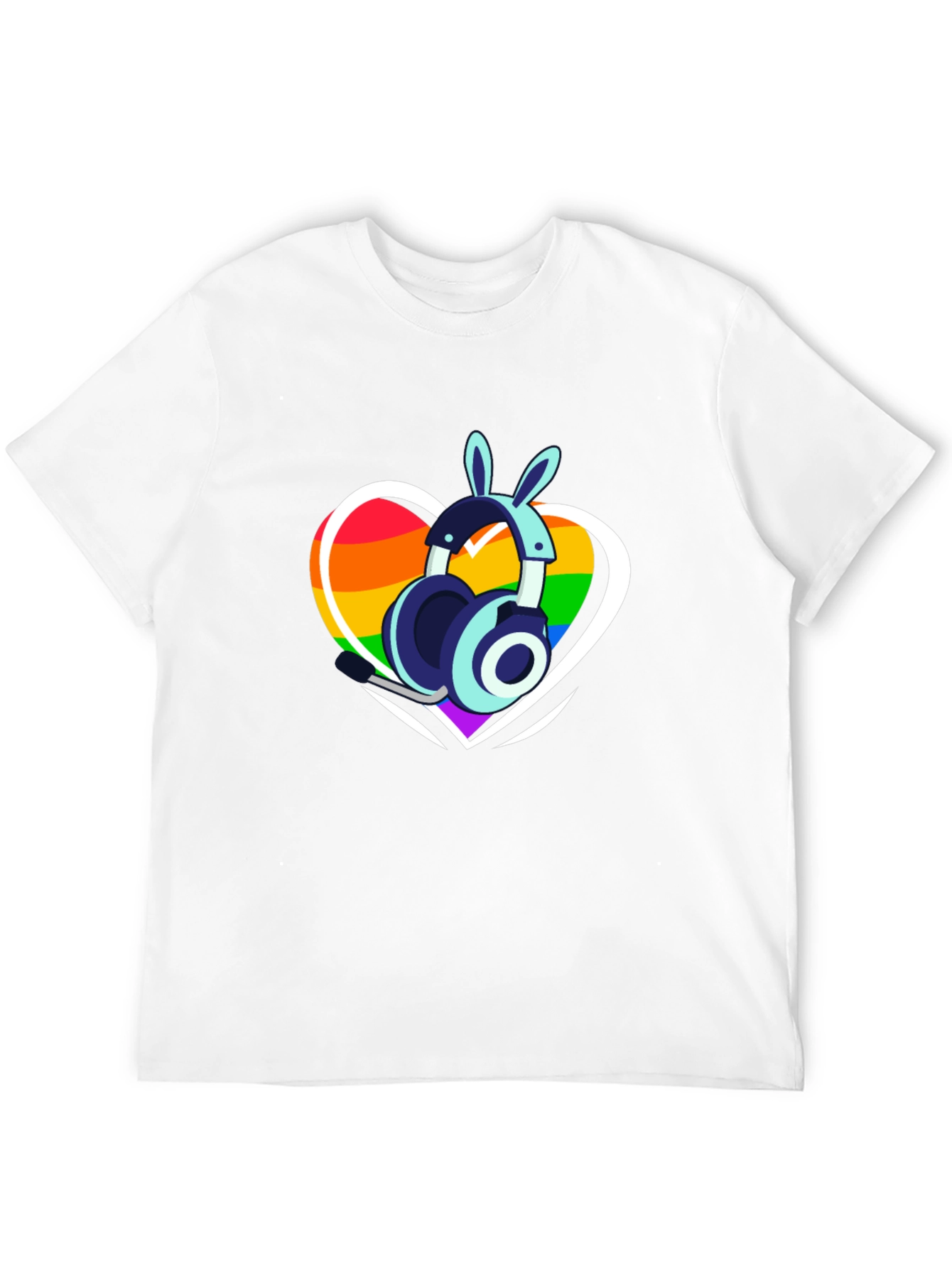 LGBTQ+ Heart Bunny Headphones T-Shirt