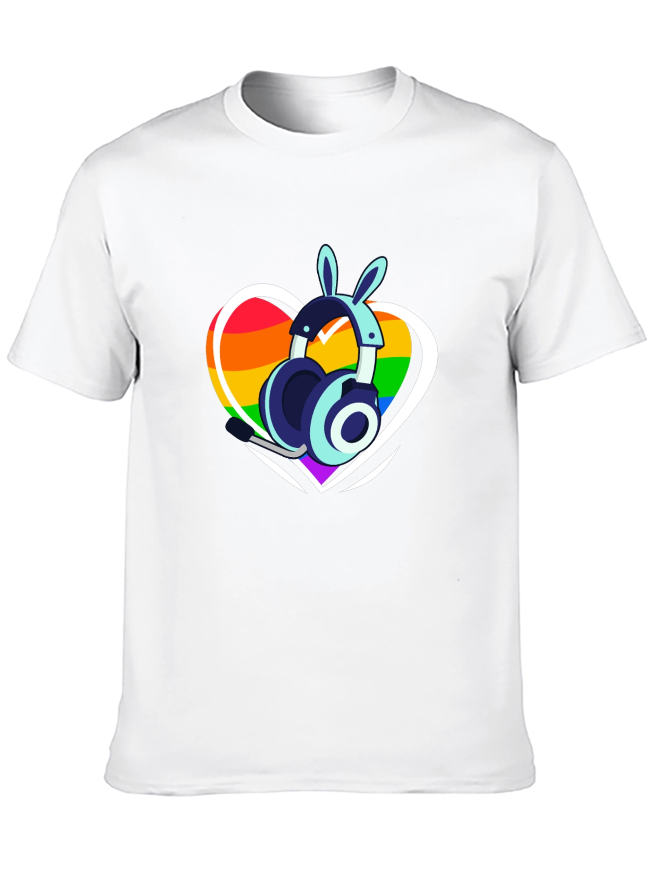 LGBTQ+ Heart Bunny Headphones T-Shirt