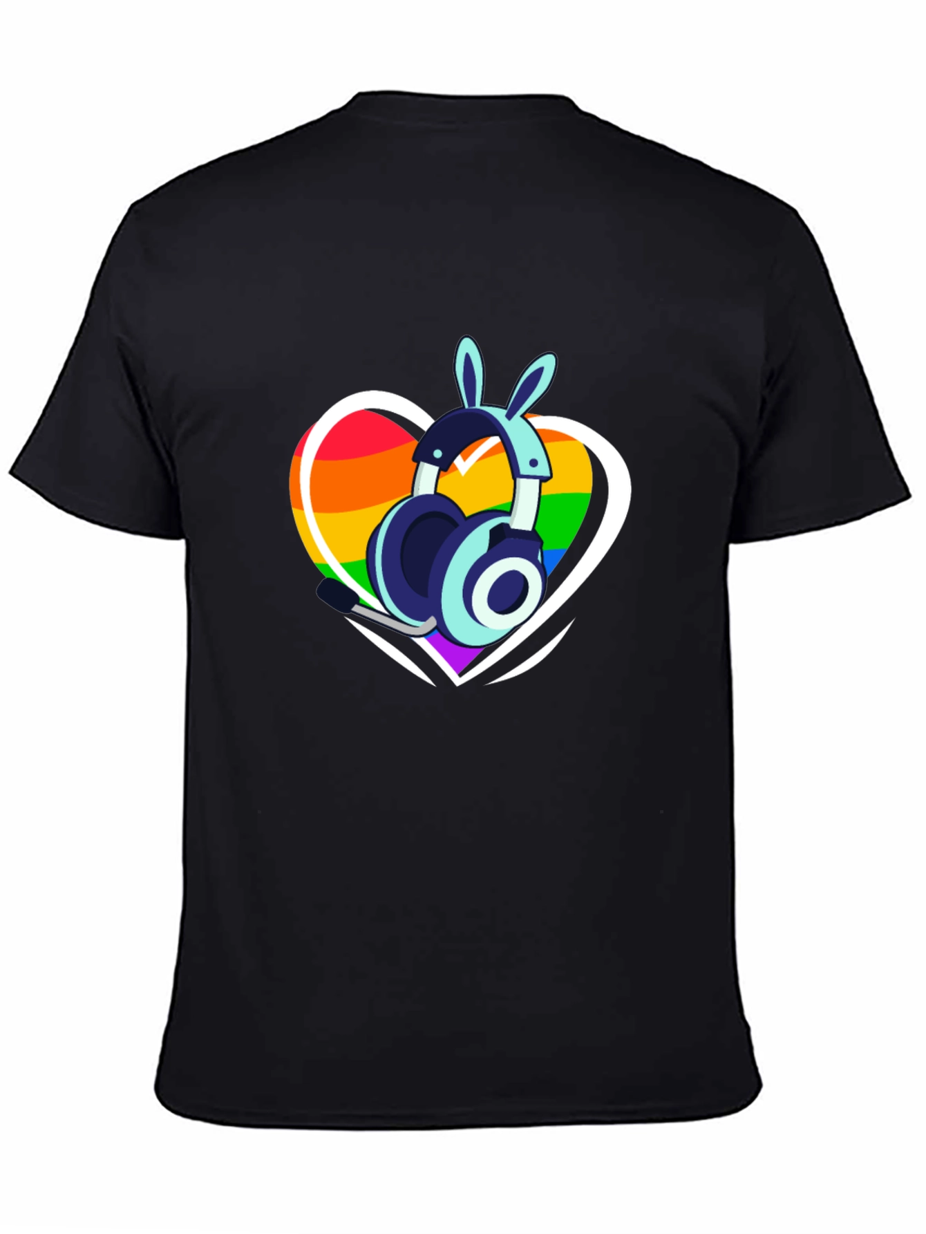 LGBTQ+ Heart Bunny Headphones T-Shirt