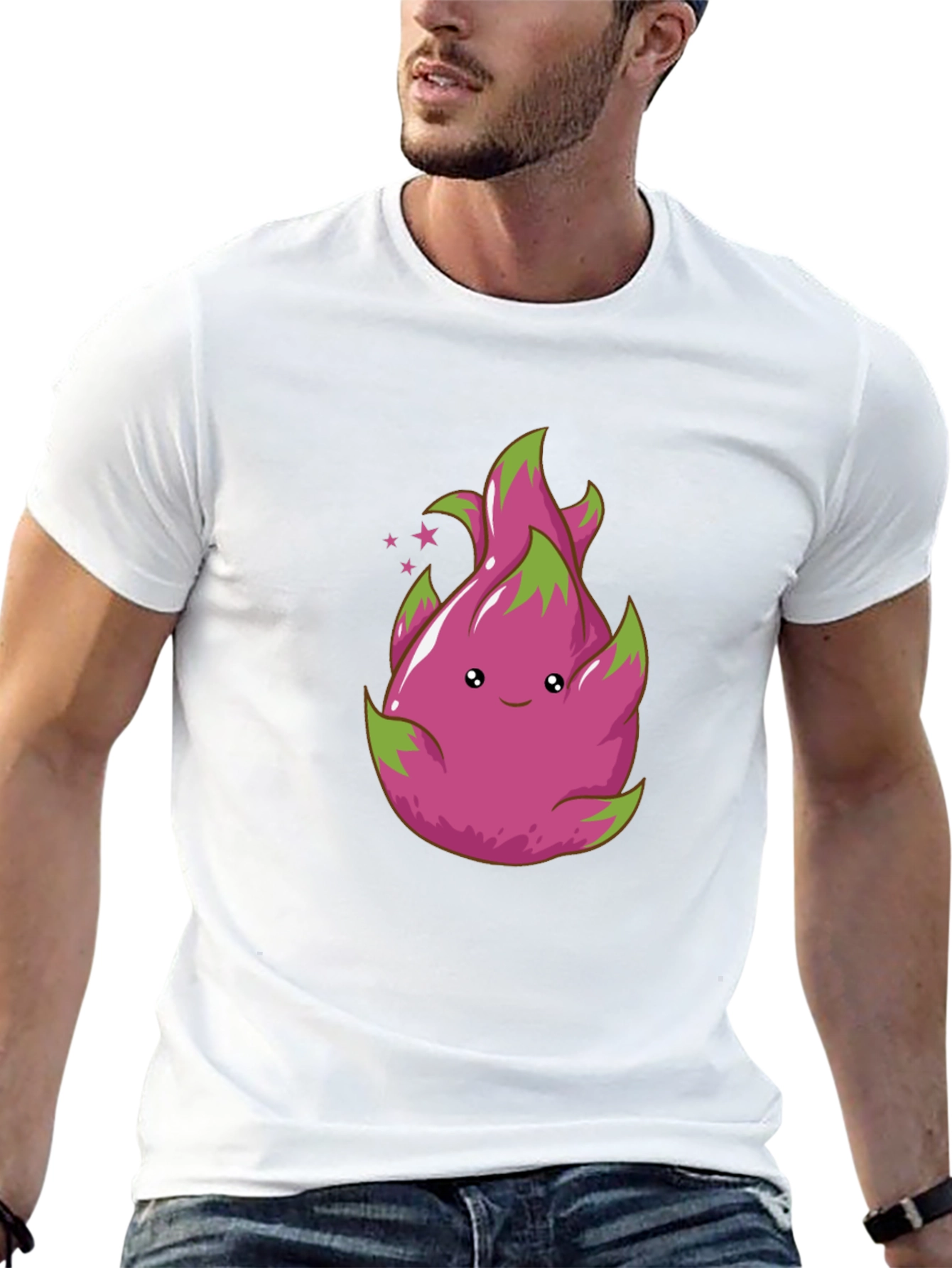 Cute Dragon Fruit Graphic Tee - Black T-Shirt