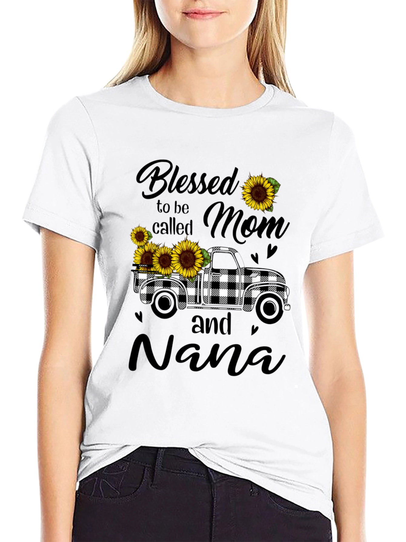 Blessed Mom and Nana Sunflower Truck Graphic Tee