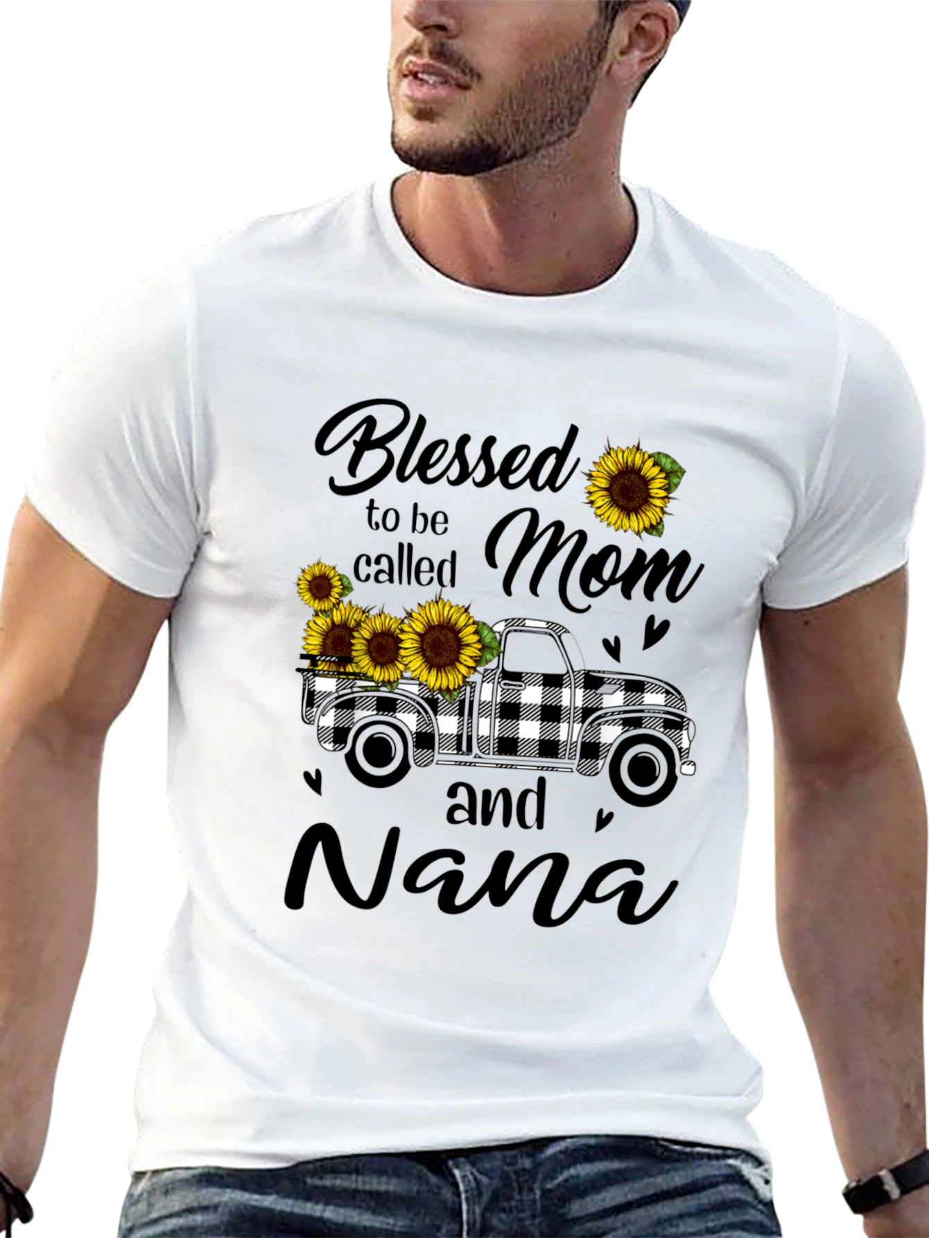 Blessed Mom and Nana Sunflower Truck Graphic Tee