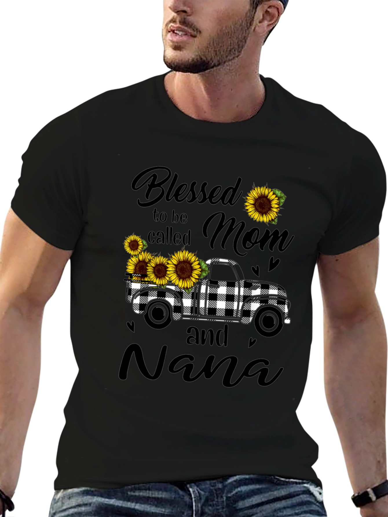 Blessed Mom and Nana Sunflower Truck Graphic Tee