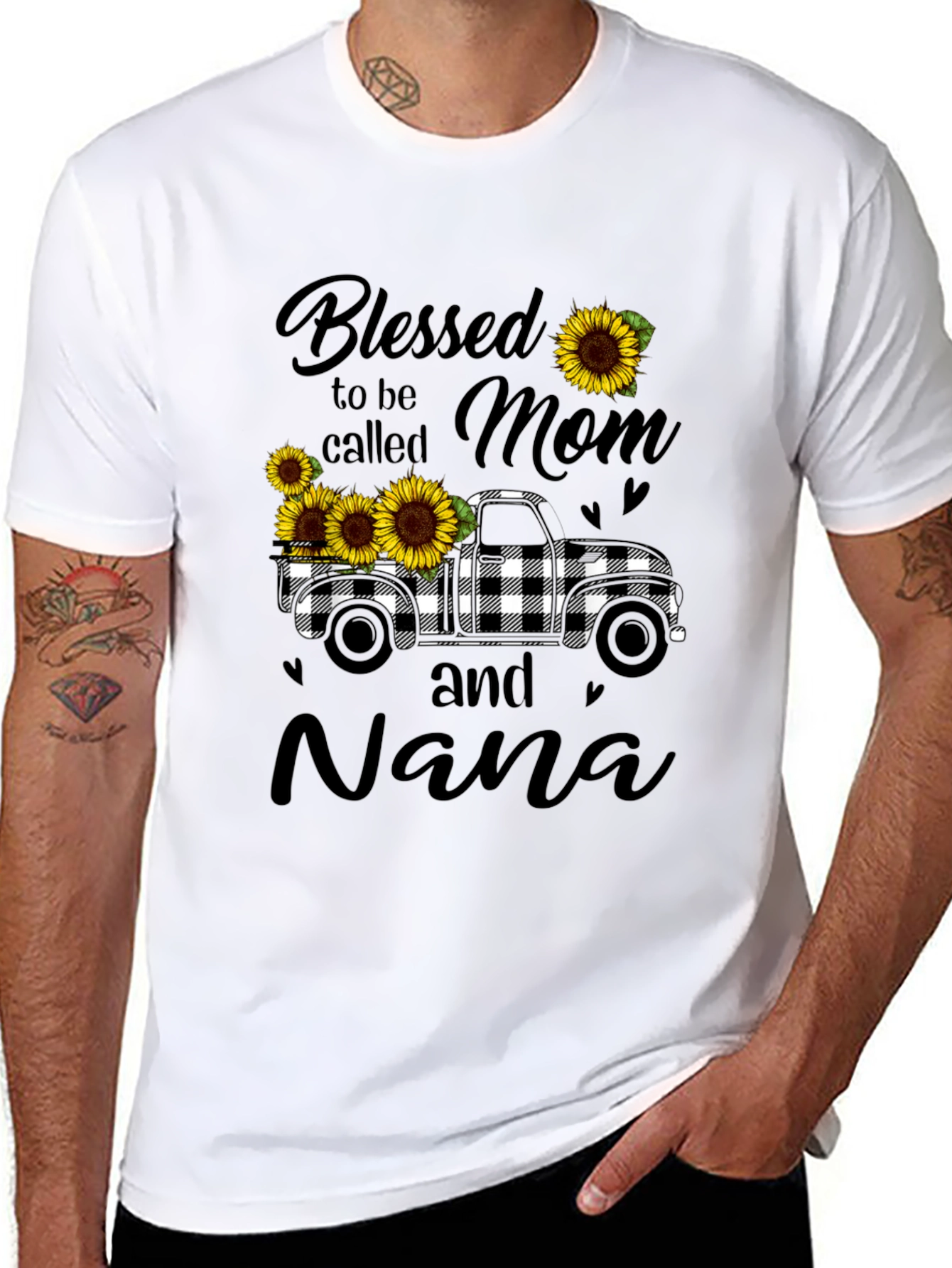 Blessed Mom and Nana Sunflower Truck Graphic Tee