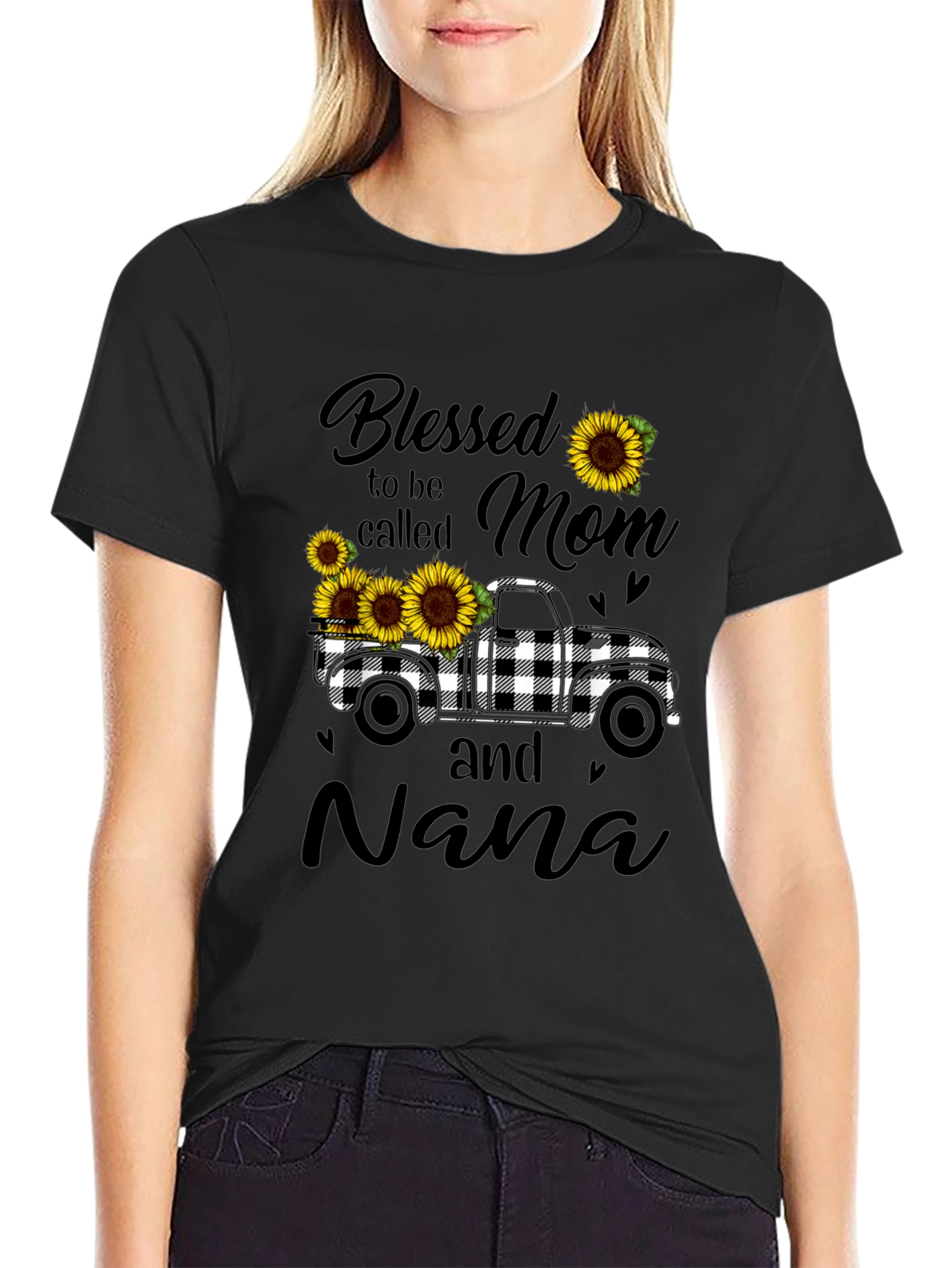 Blessed Mom and Nana Sunflower Truck Graphic Tee