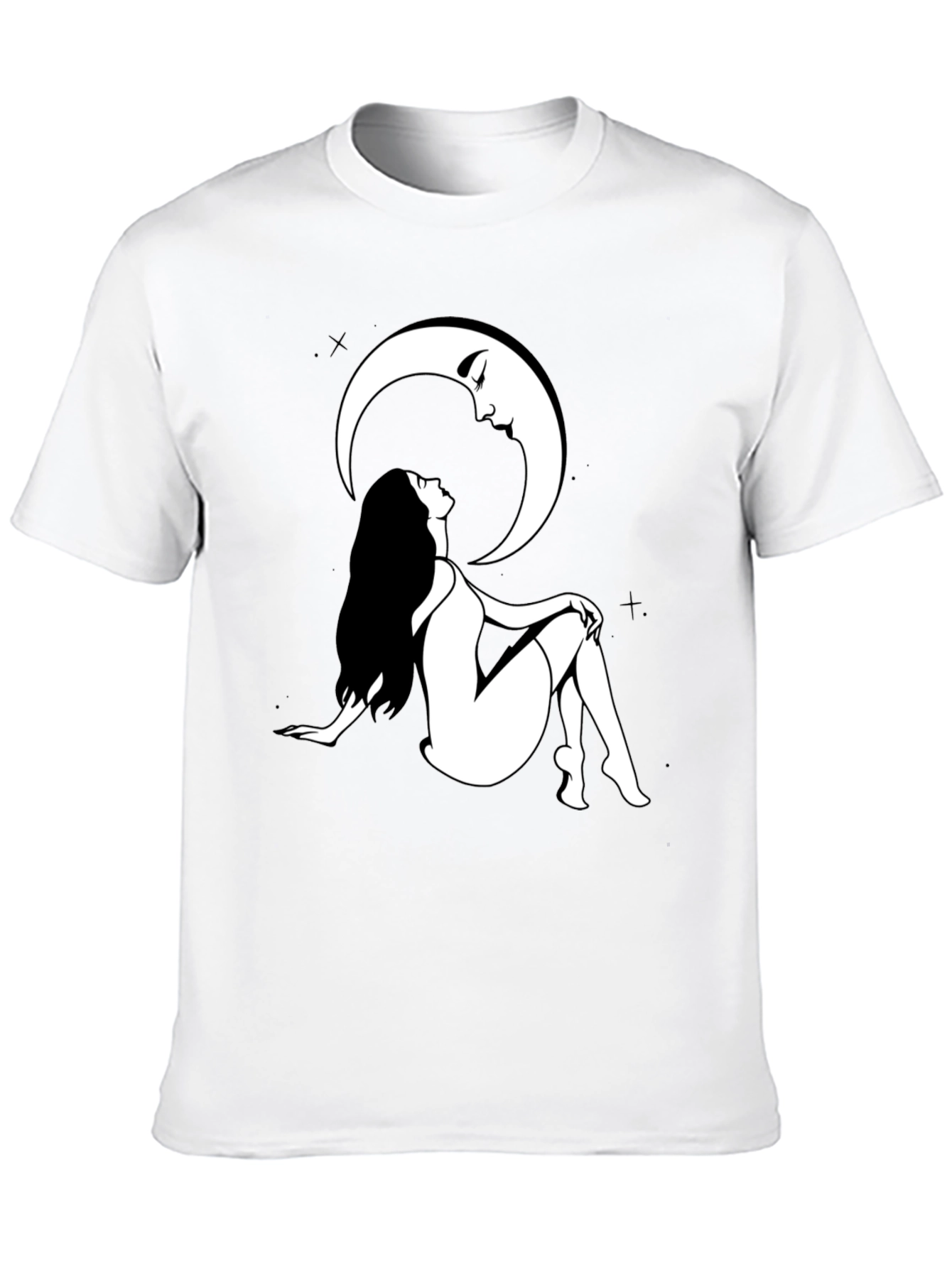 Woman and Moon Graphic Print T-Shirt