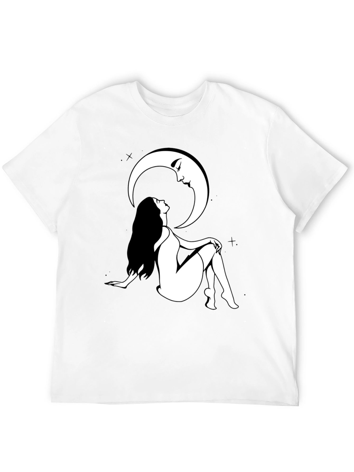 Woman and Moon Graphic Print T-Shirt