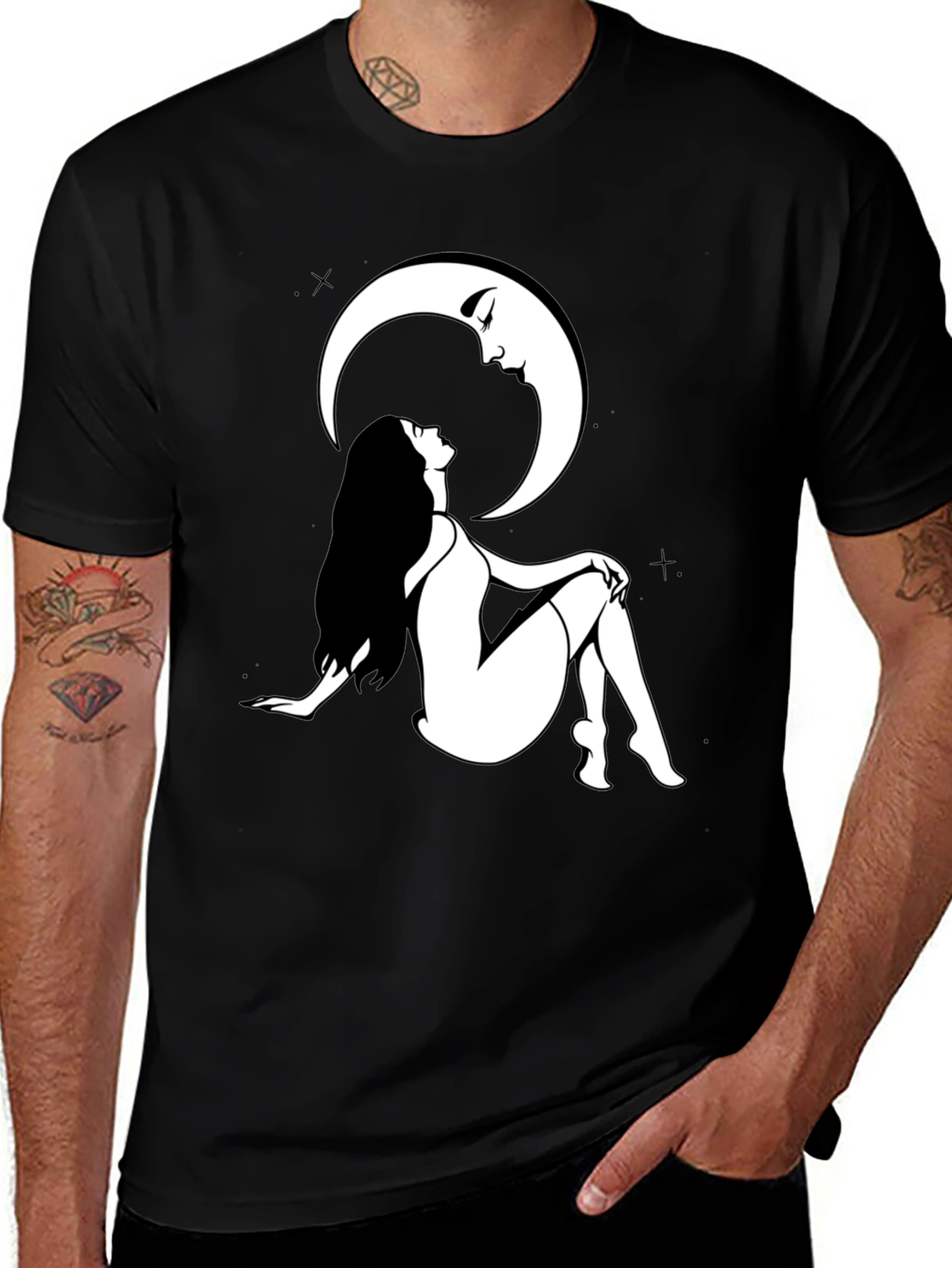 Woman and Moon Graphic Print T-Shirt
