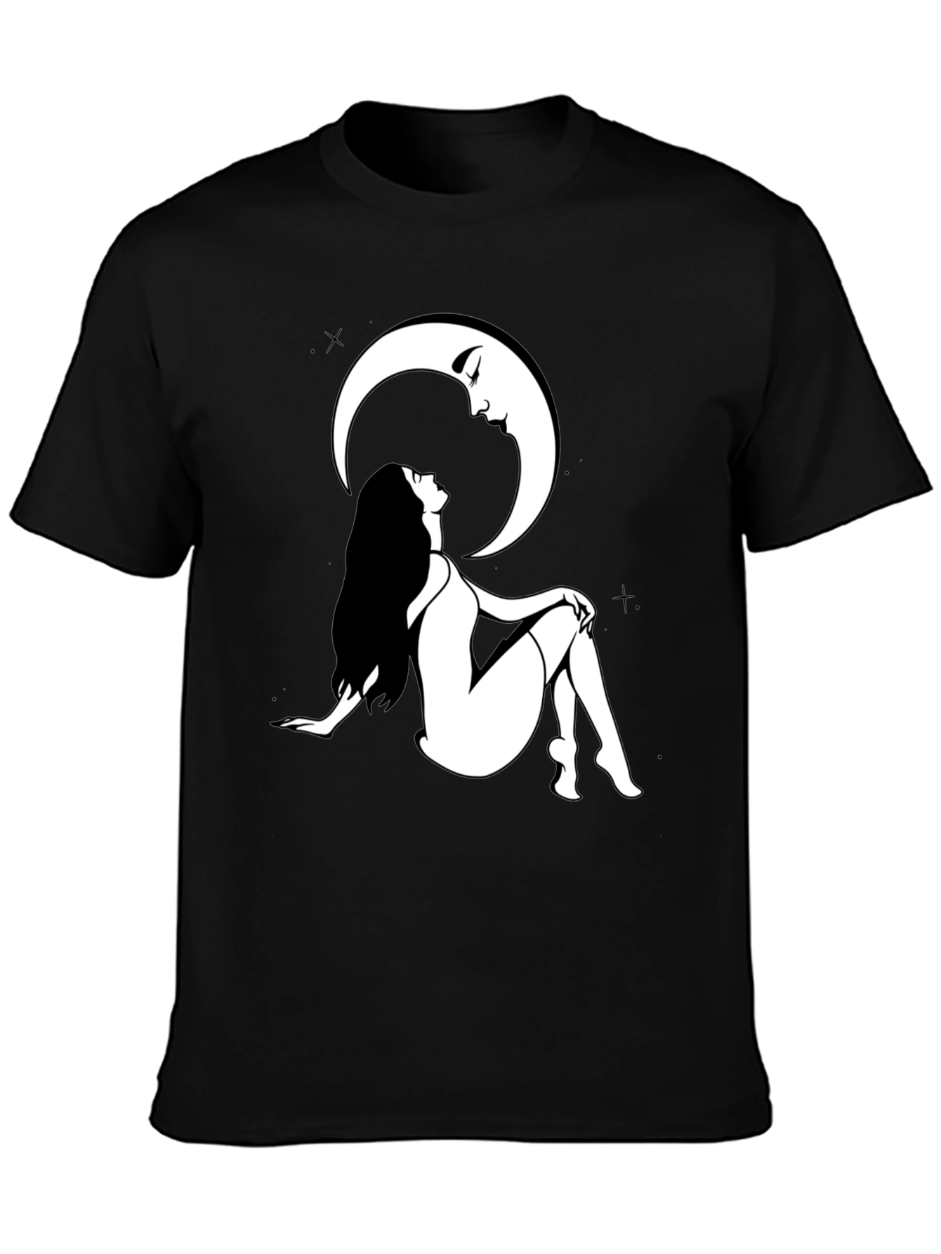 Woman and Moon Graphic Print T-Shirt