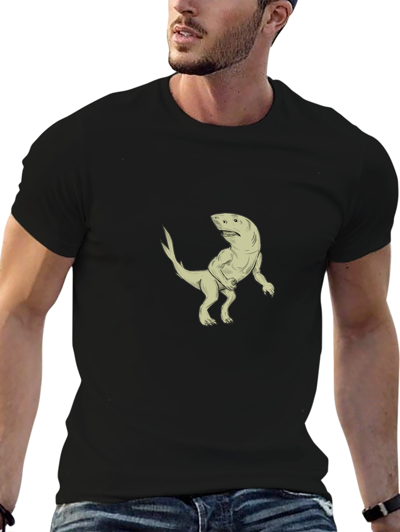 Shark-Rex Hybrid Graphic T-Shirt - Black