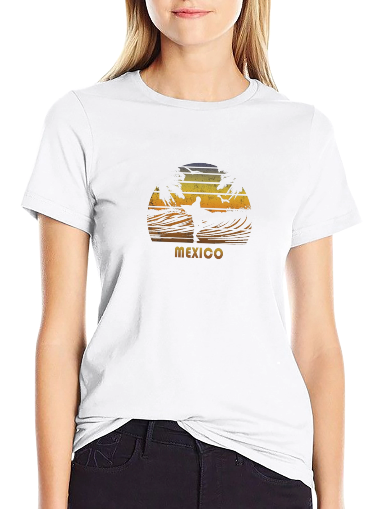 Mexico Surfing Sunset Graphic T-Shirt