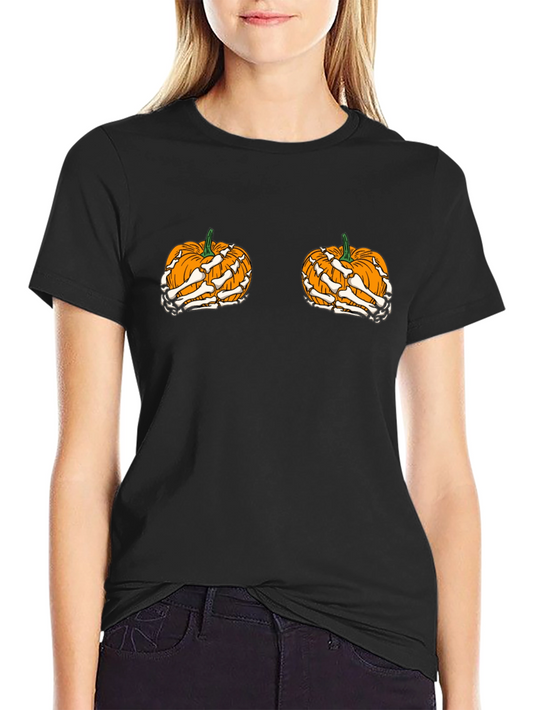 Halloween Pumpkin Skeleton Hand T-Shirt