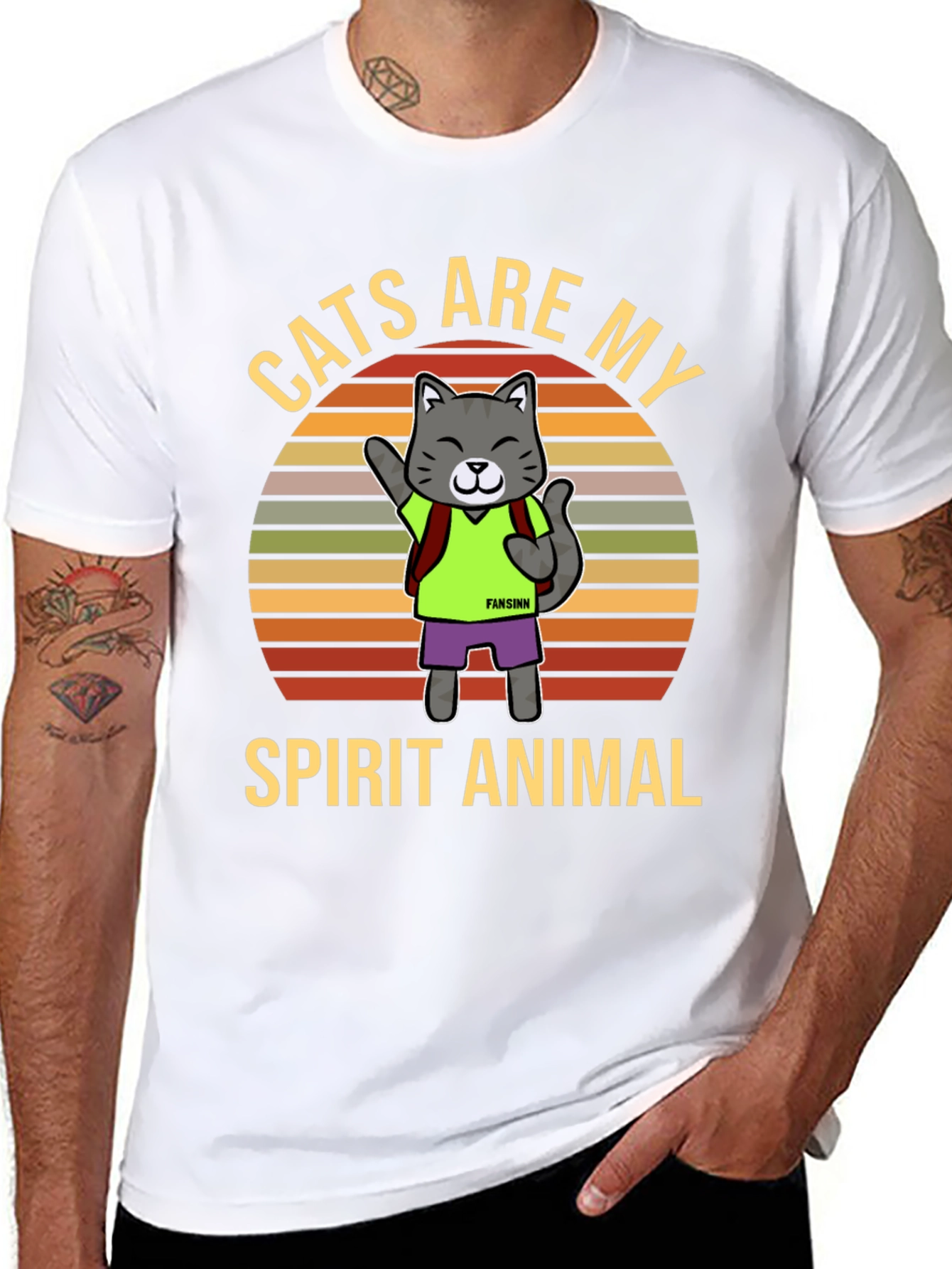 Cats Are My Spirit Animal T-Shirt Black Cotton Tee