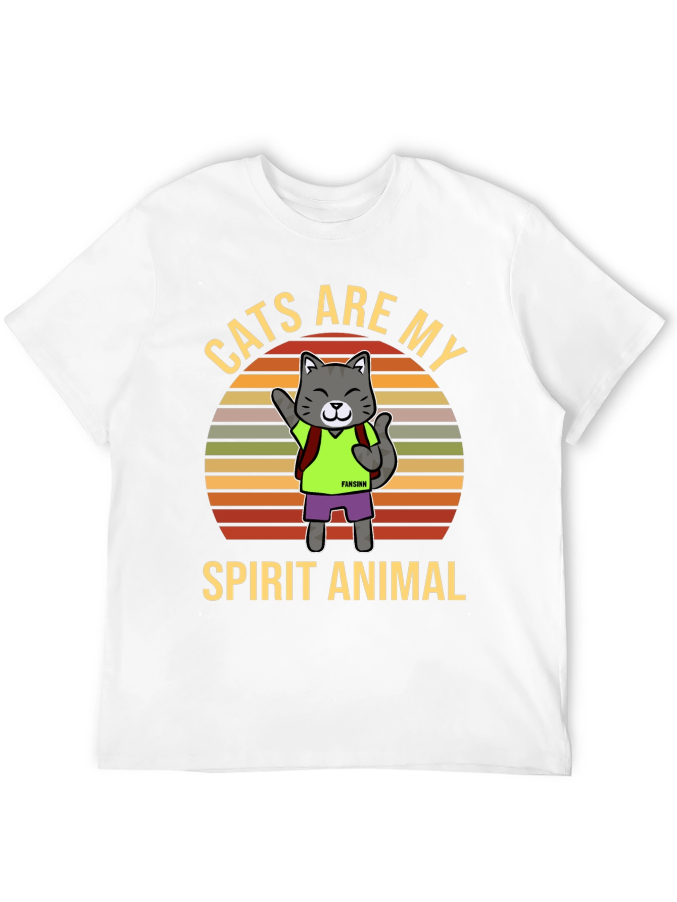 Cats Are My Spirit Animal T-Shirt Black Cotton Tee