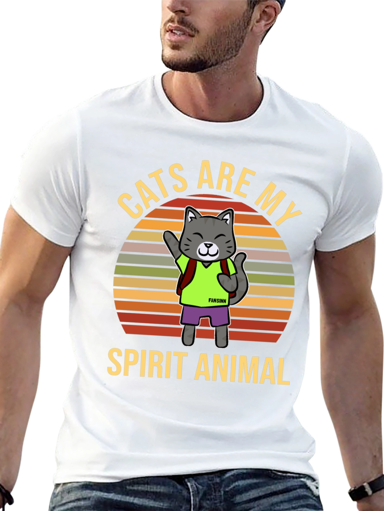 Cats Are My Spirit Animal T-Shirt Black Cotton Tee