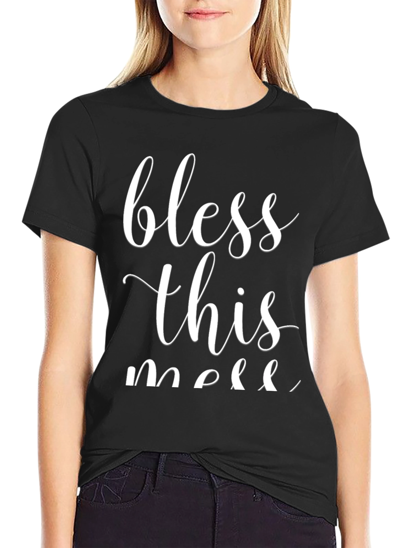 Bless This Mess Graphic Tee - Casual Black T-Shirt