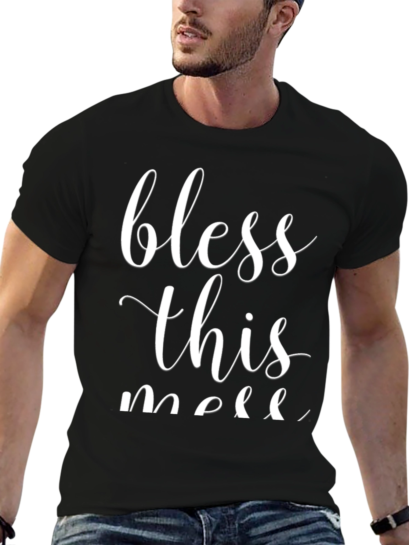 Bless This Mess Graphic Tee - Casual Black T-Shirt