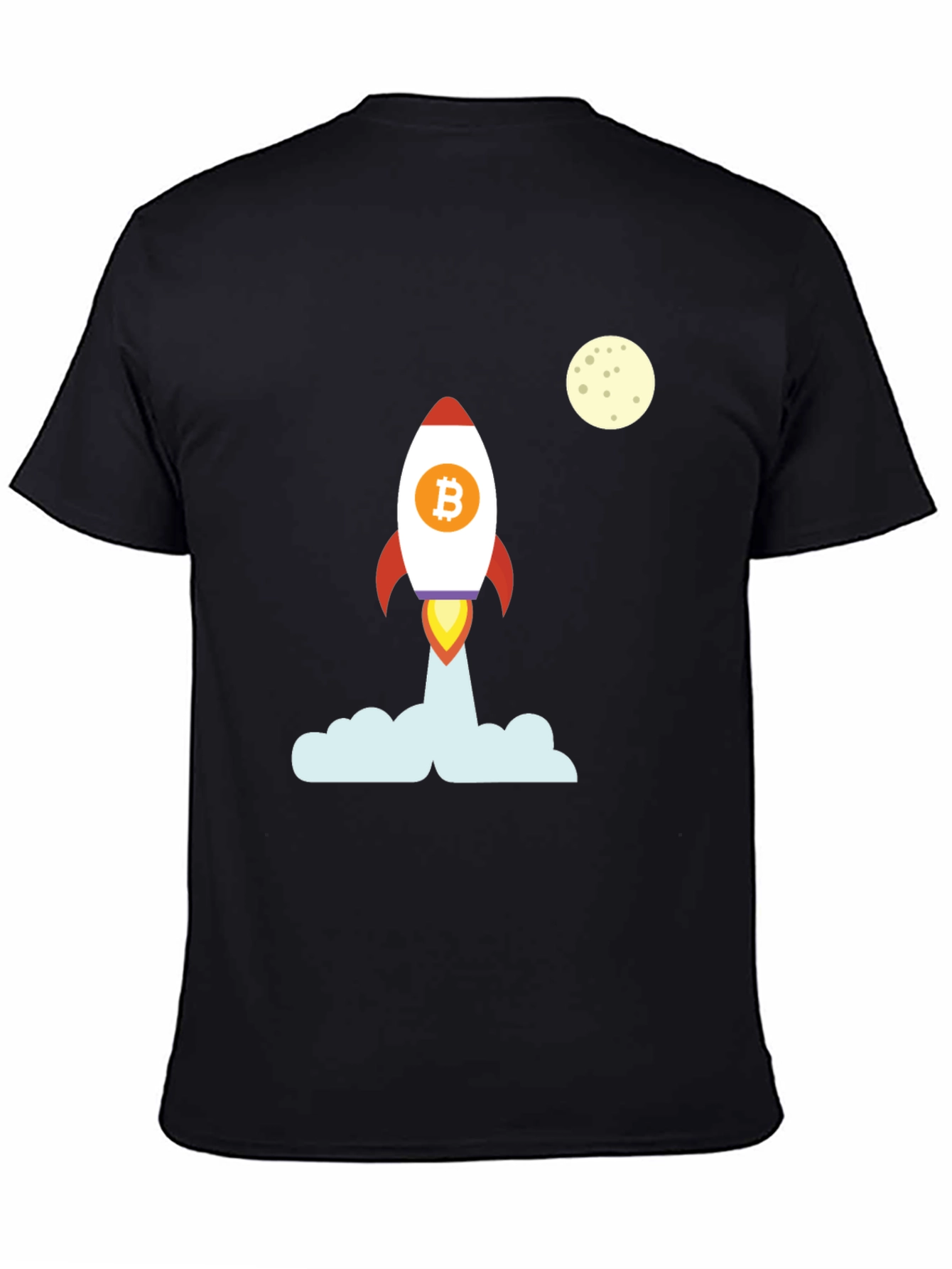 Bitcoin Rocket to the Moon Black T-Shirt