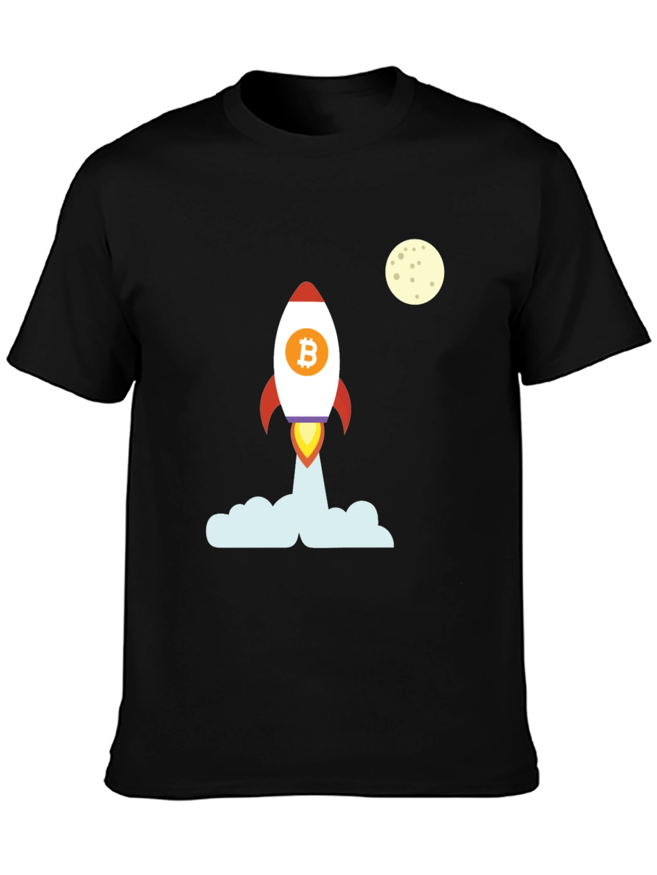 Bitcoin Rocket to the Moon Black T-Shirt