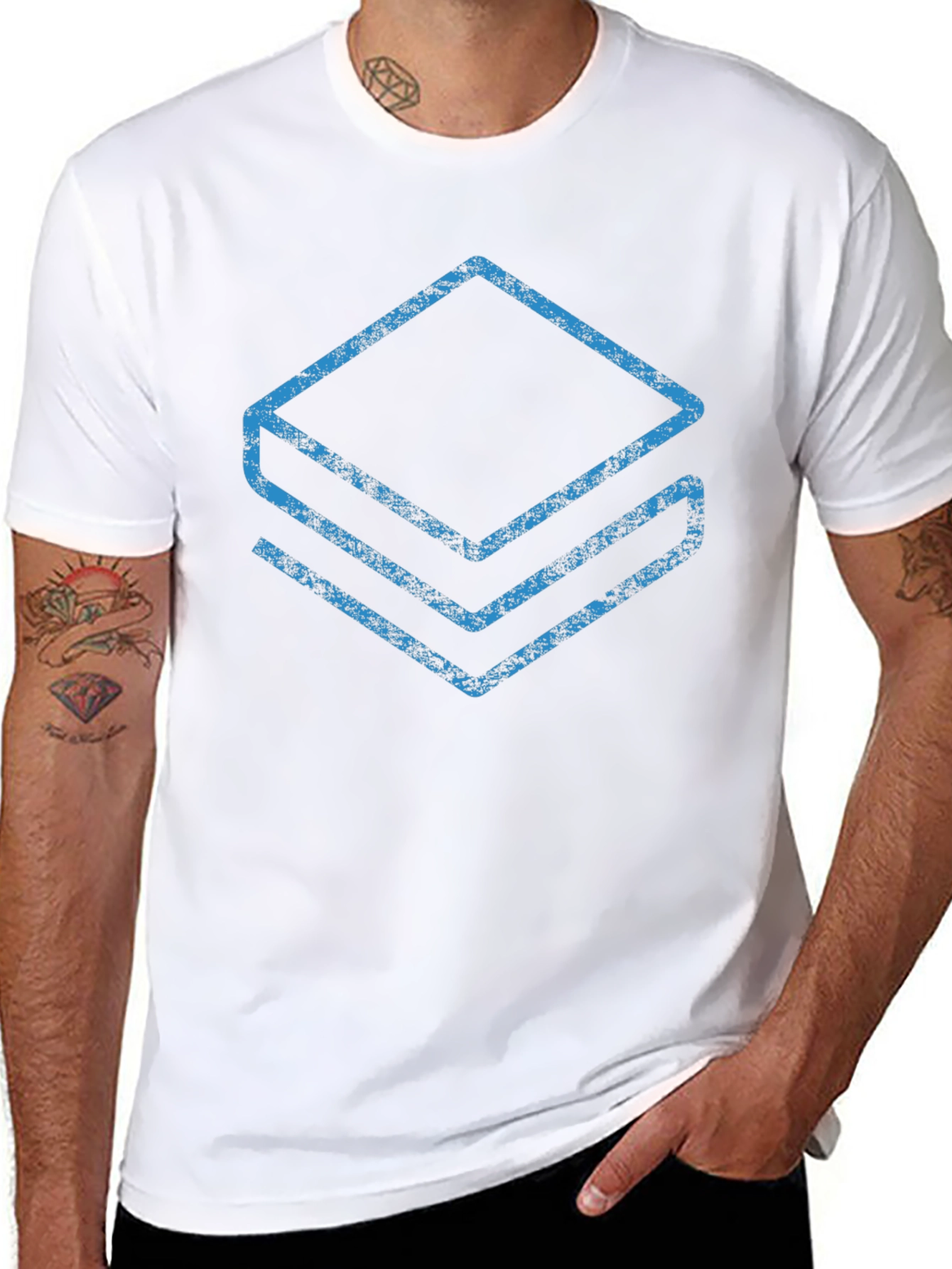 Geometric Layered Graphic Tee - Modern Black T-Shirt