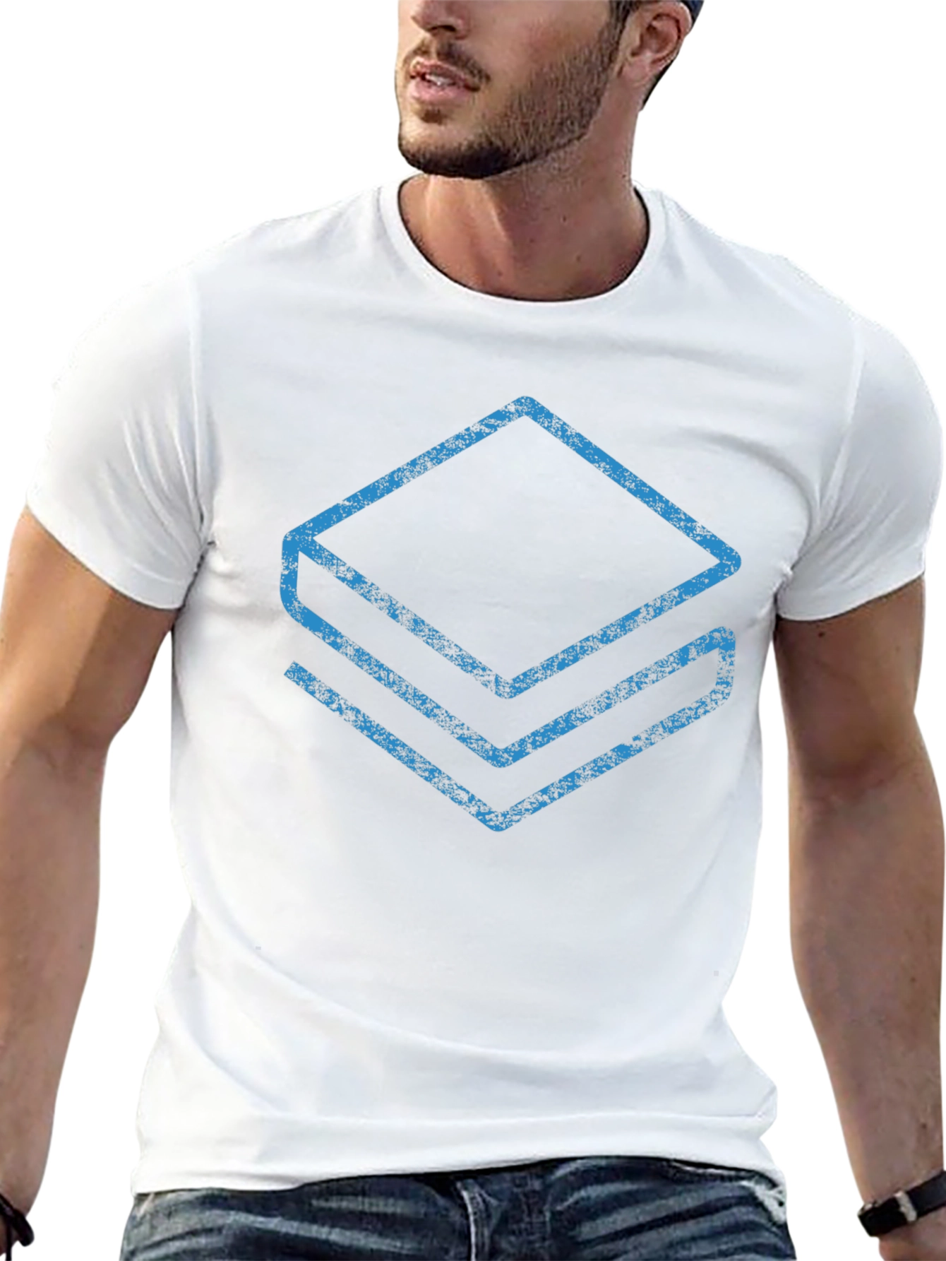 Geometric Layered Graphic Tee - Modern Black T-Shirt