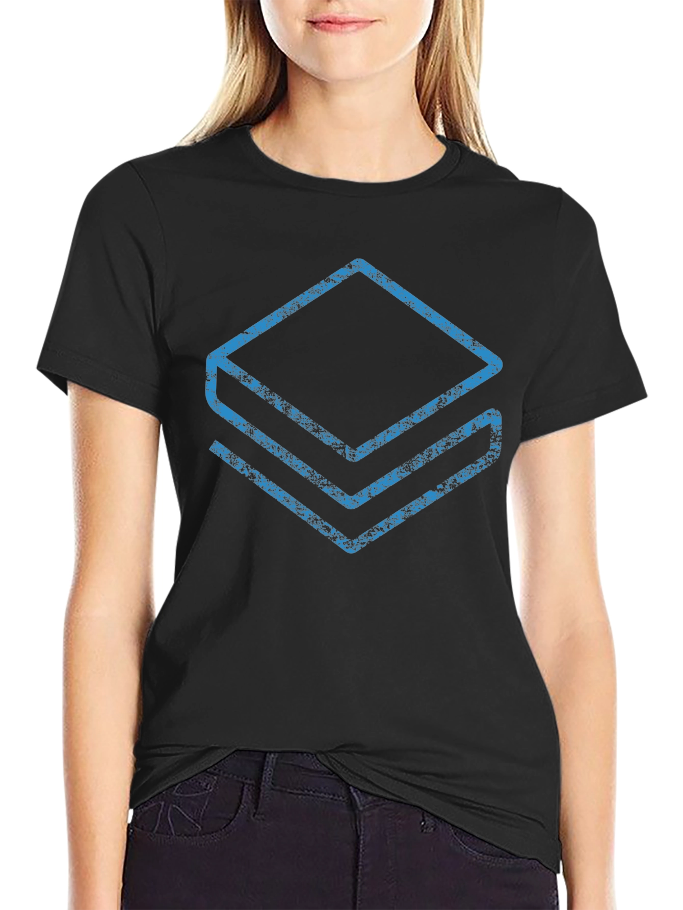 Geometric Layered Graphic Tee - Modern Black T-Shirt