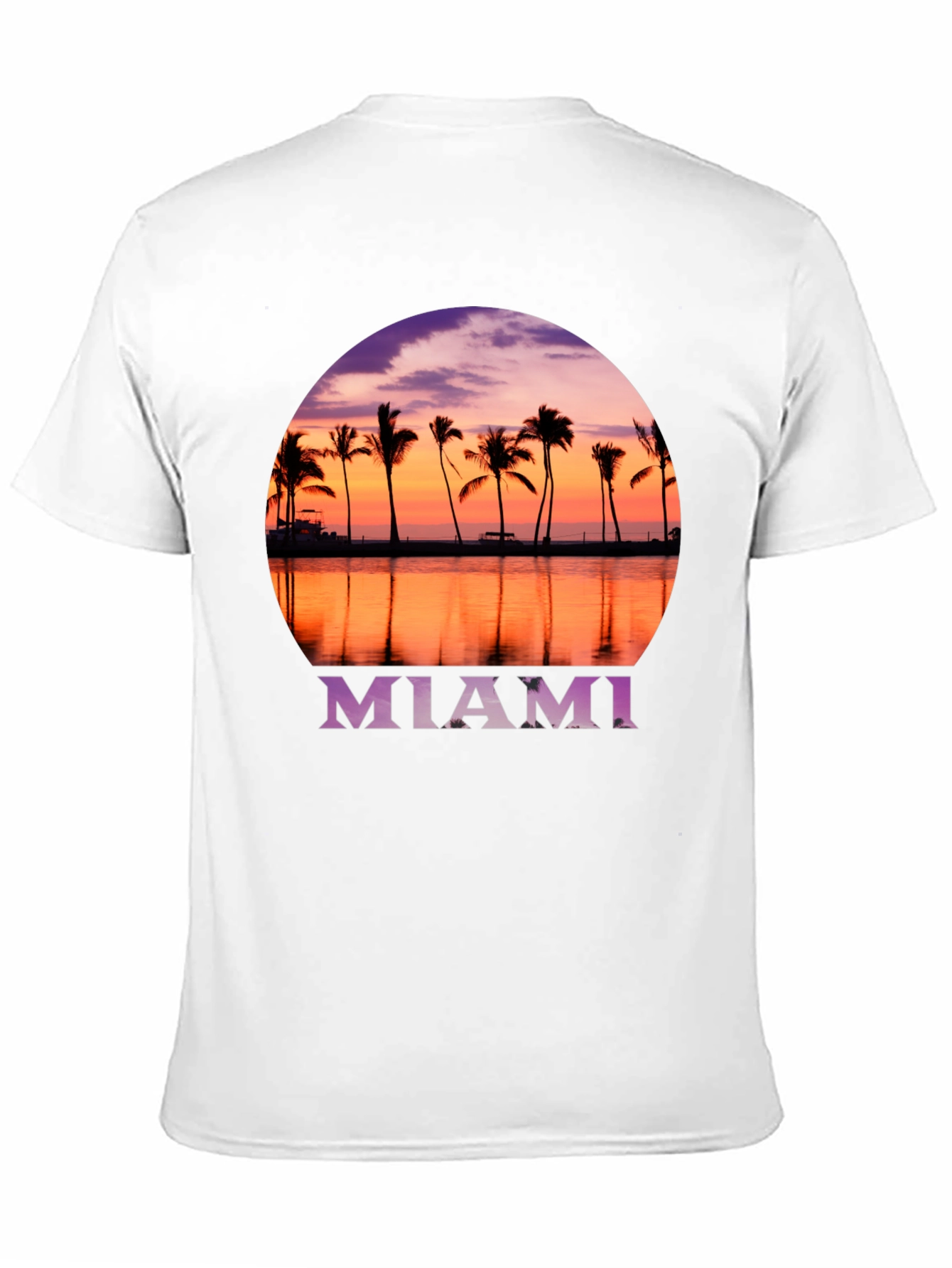 Miami Sunset Palm Tee - Black Graphic T-Shirt