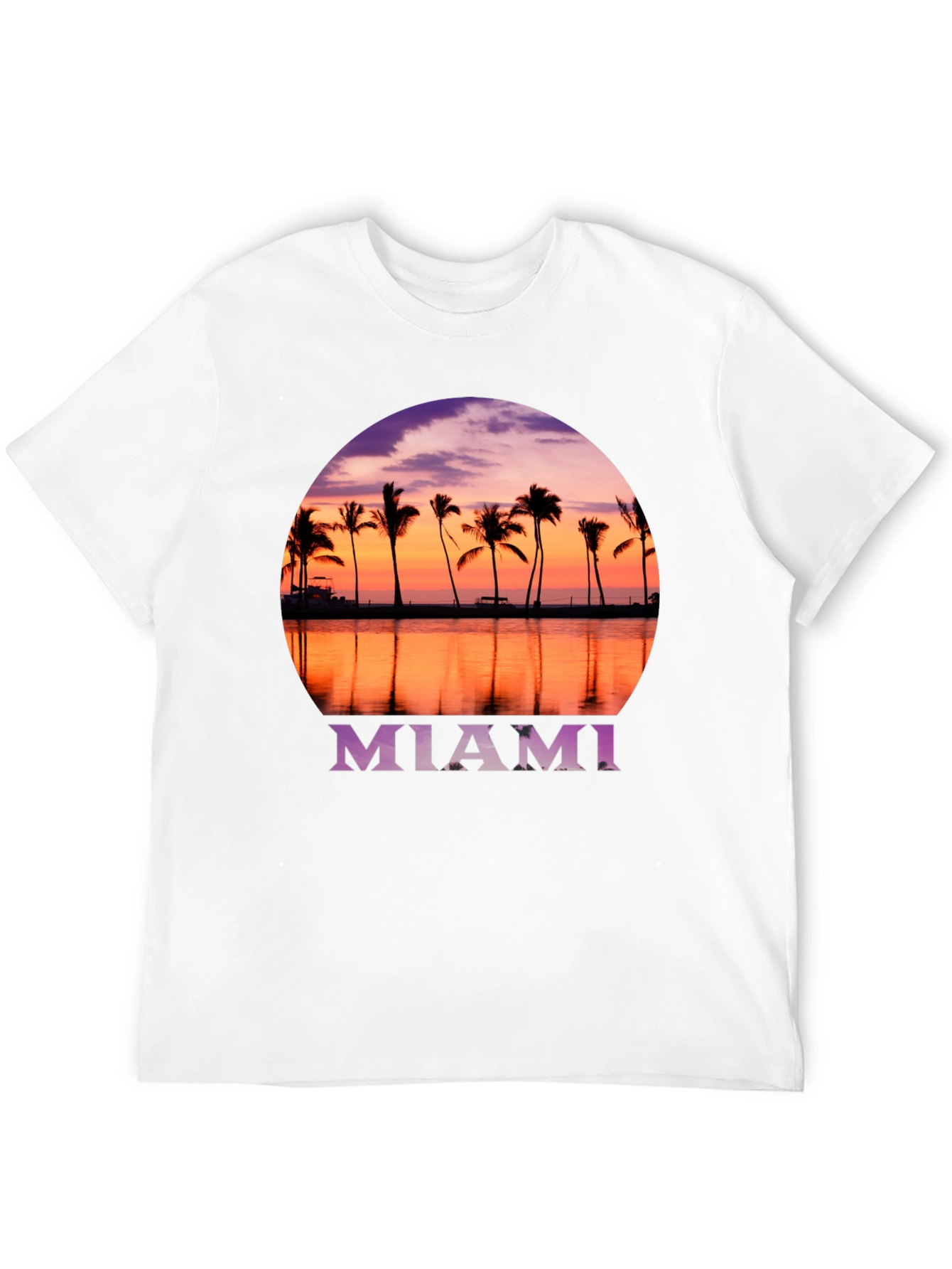 Miami Sunset Palm Tee - Black Graphic T-Shirt