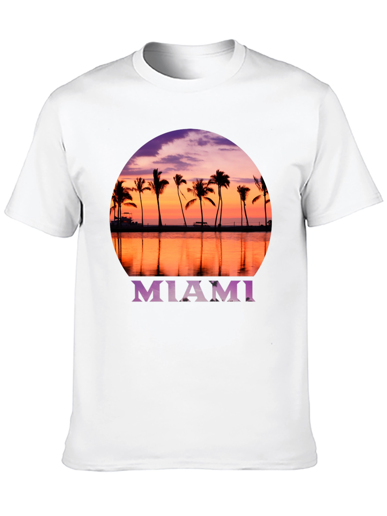 Miami Sunset Palm Tee - Black Graphic T-Shirt