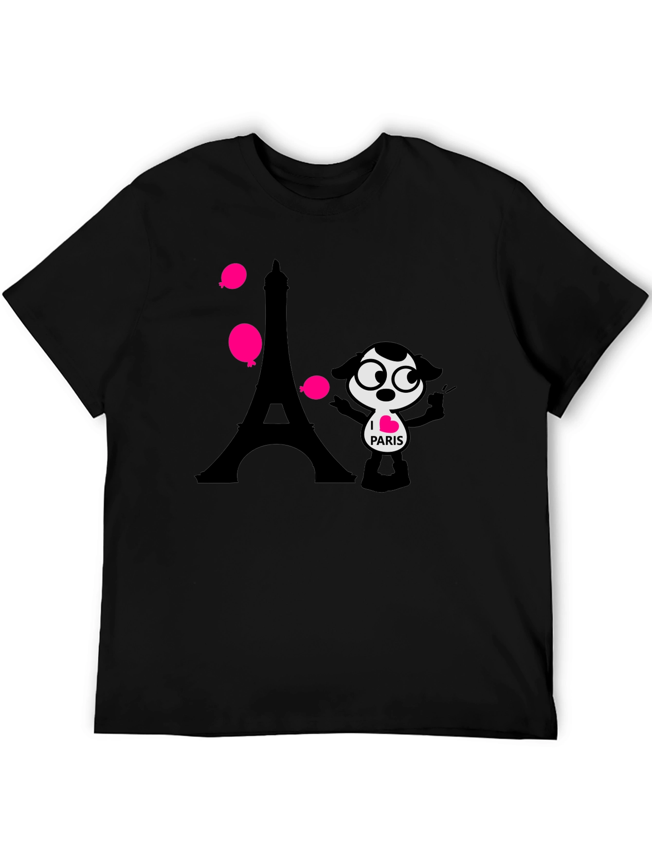 Paris Cartoon Graphic Tee - Black
