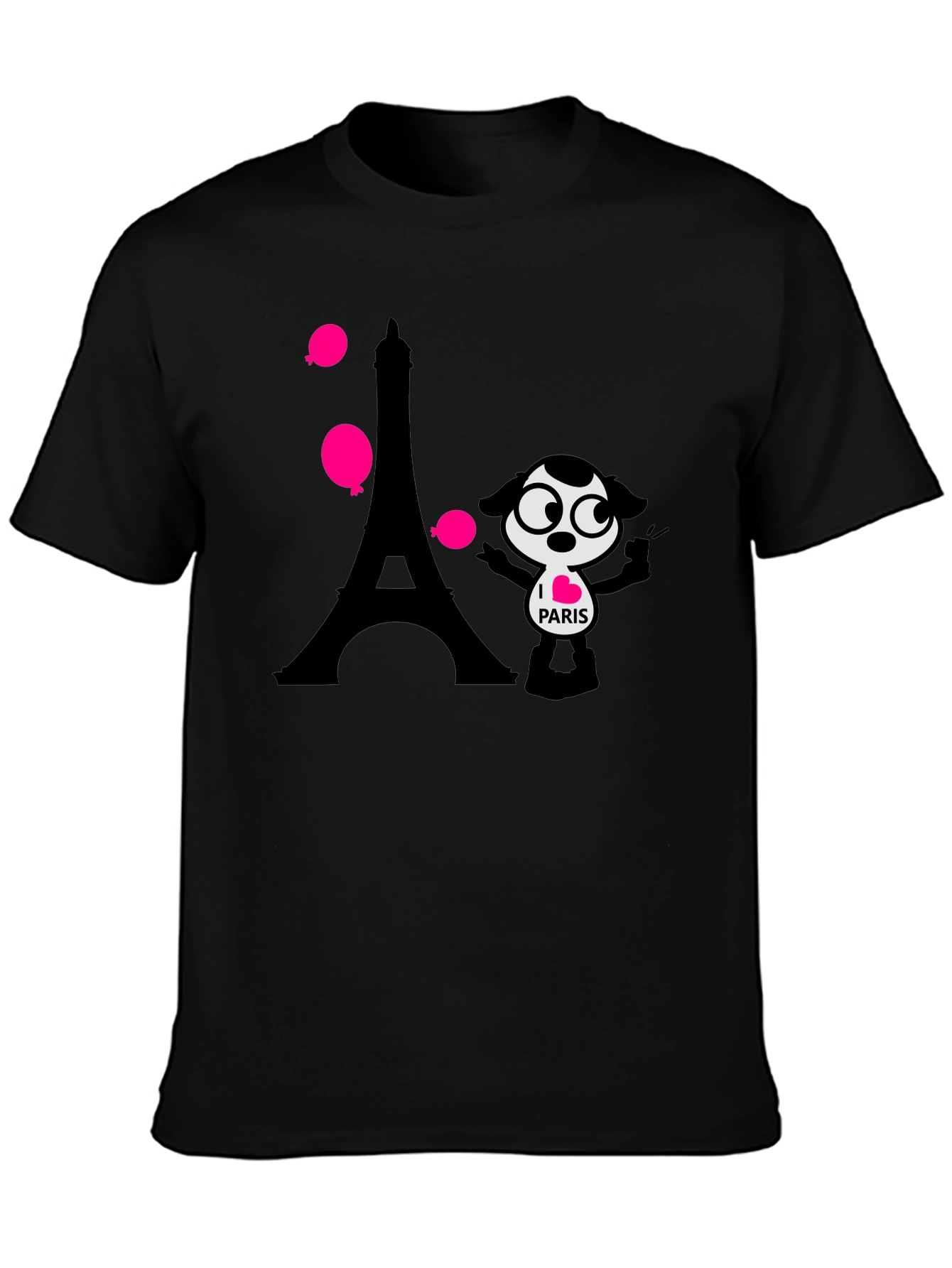 Paris Cartoon Graphic Tee - Black