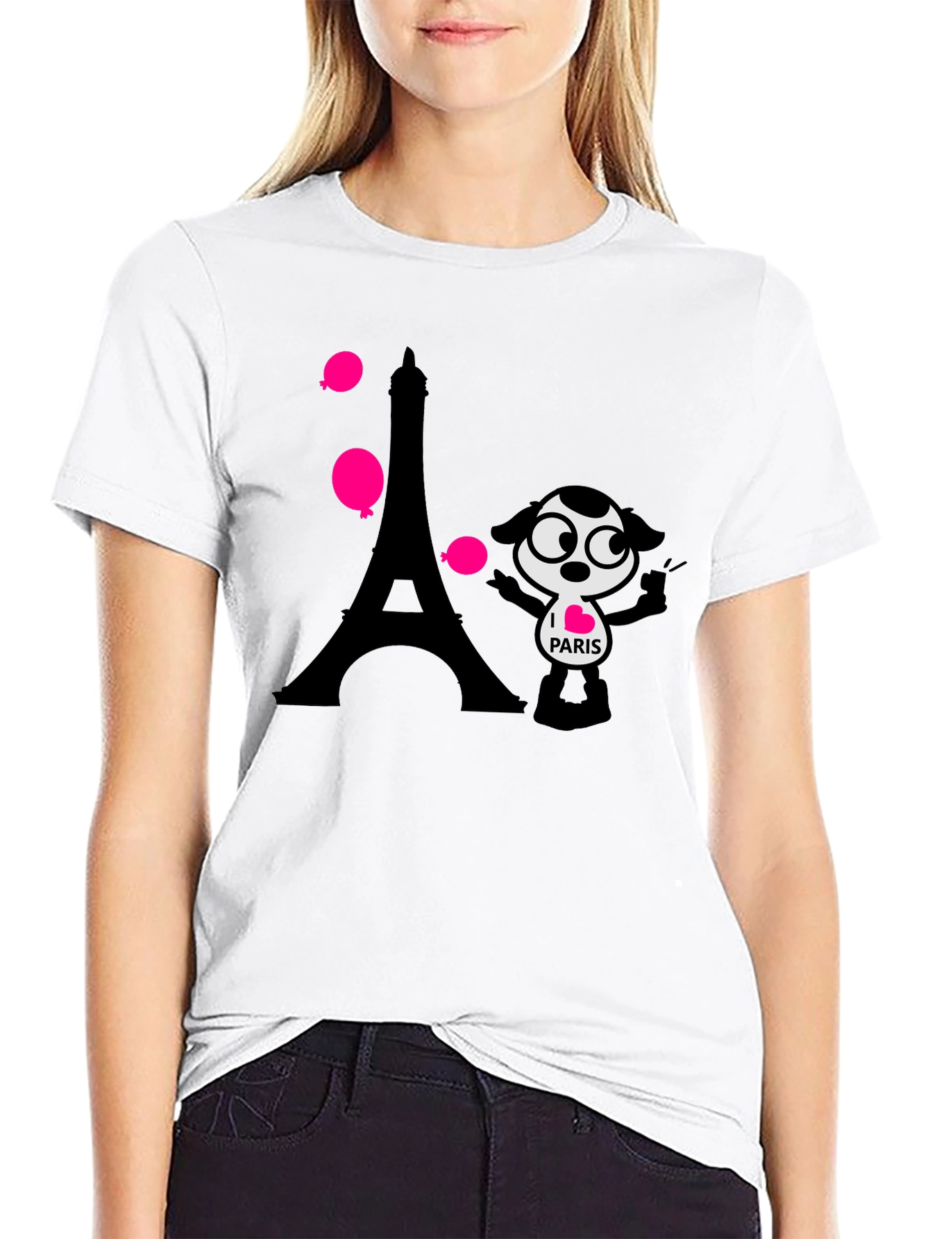Paris Cartoon Graphic Tee - Black