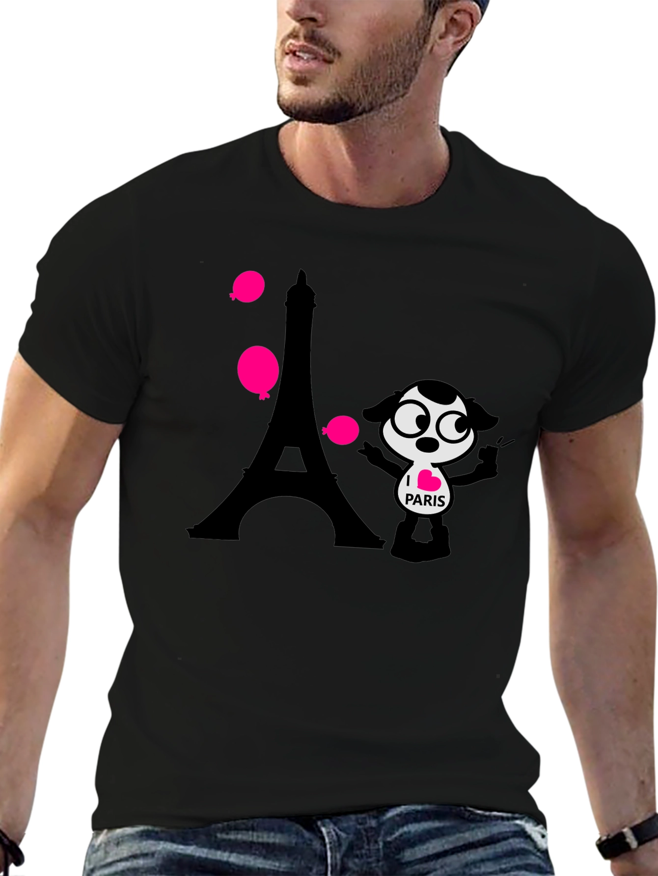 Paris Cartoon Graphic Tee - Black