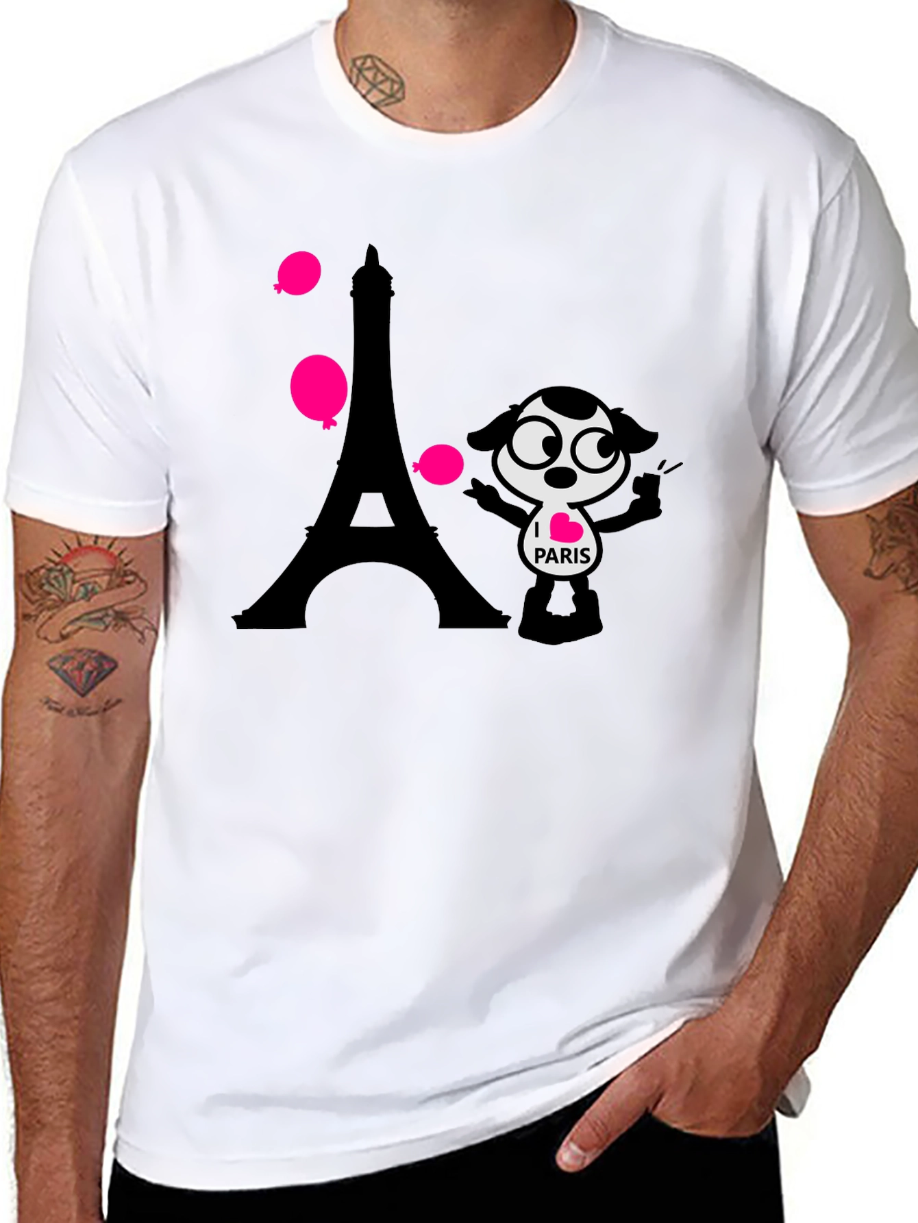 Paris Cartoon Graphic Tee - Black