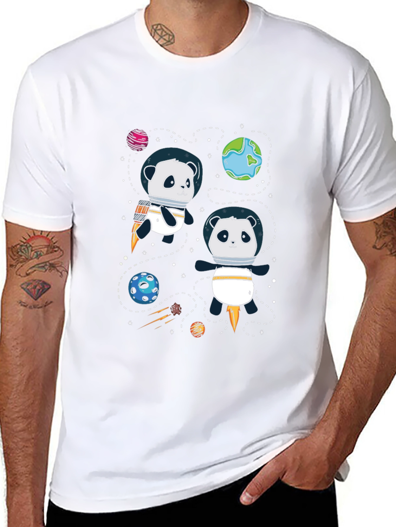 Space Panda T-Shirt - Cute Cartoon Graphic Tee