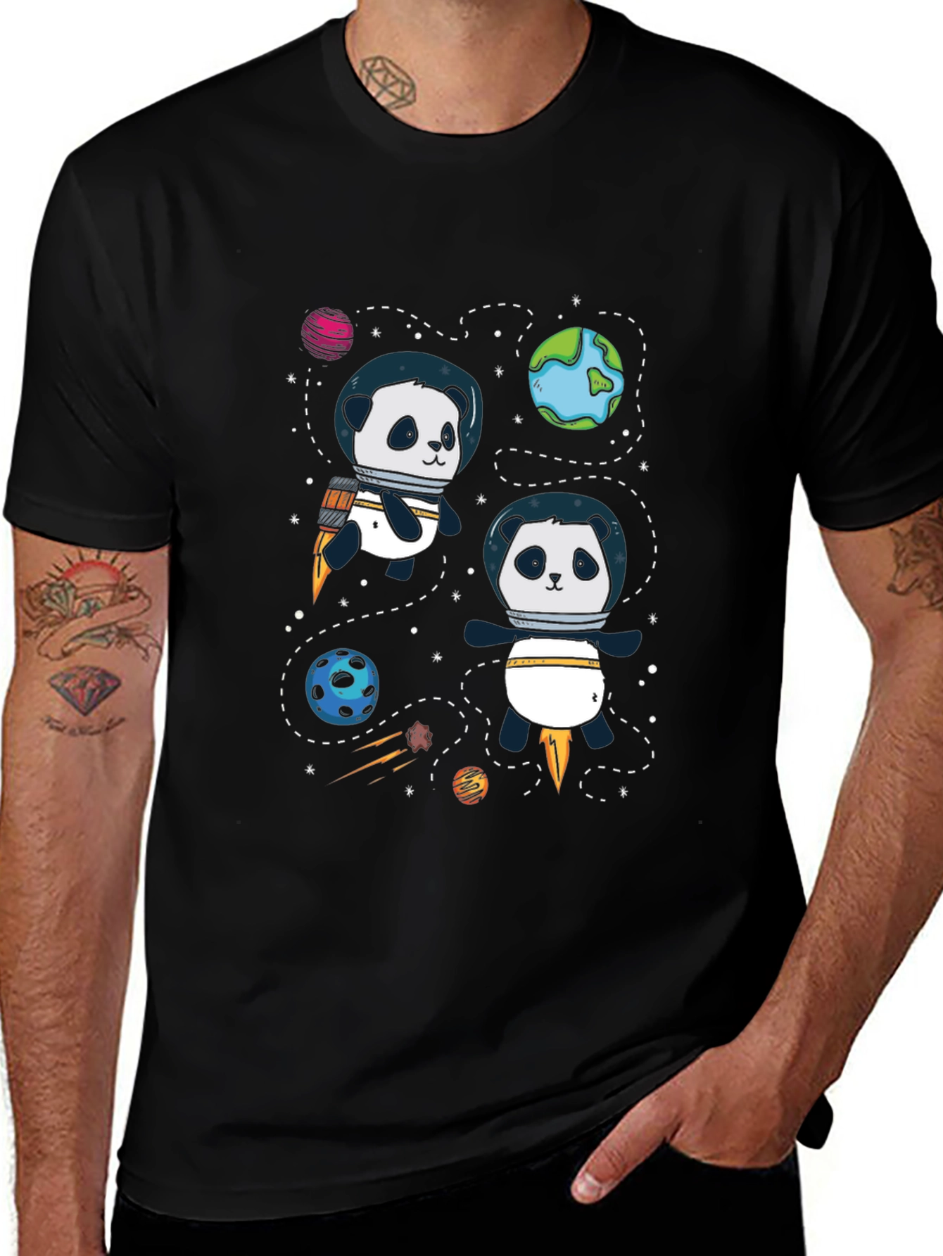 Space Panda T-Shirt - Cute Cartoon Graphic Tee