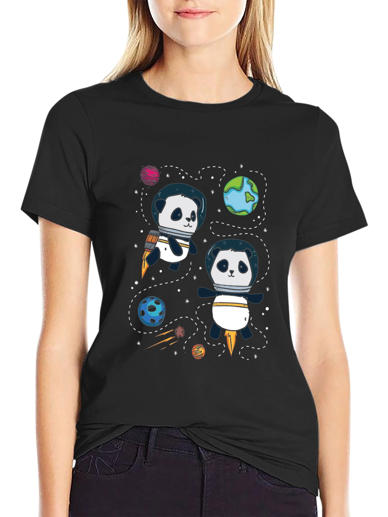 Space Panda T-Shirt - Cute Cartoon Graphic Tee